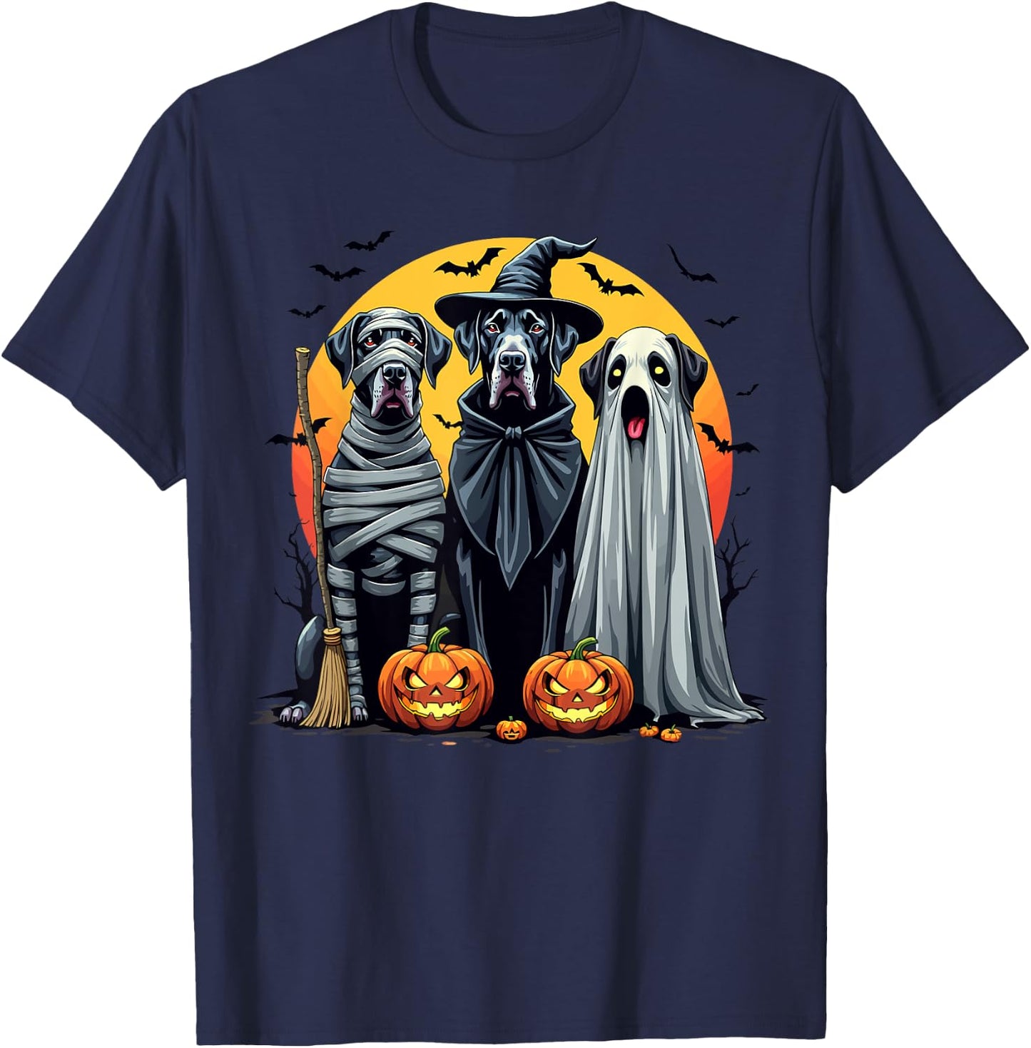 Great Dane Halloween Costume Mummy Witch Ghost T-Shirt - T-Shirt | Navy