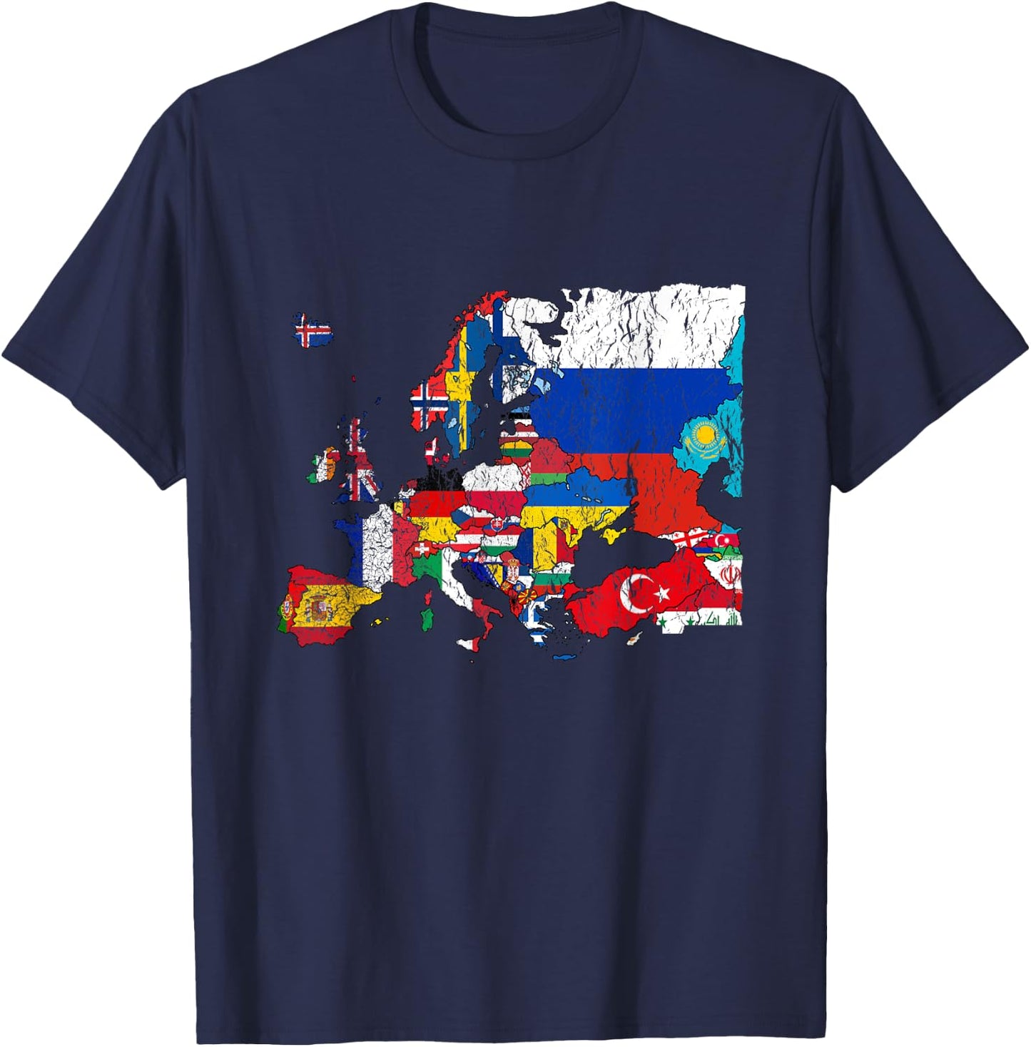 Europe Map with Flags T-Shirt - T-Shirt | Navy