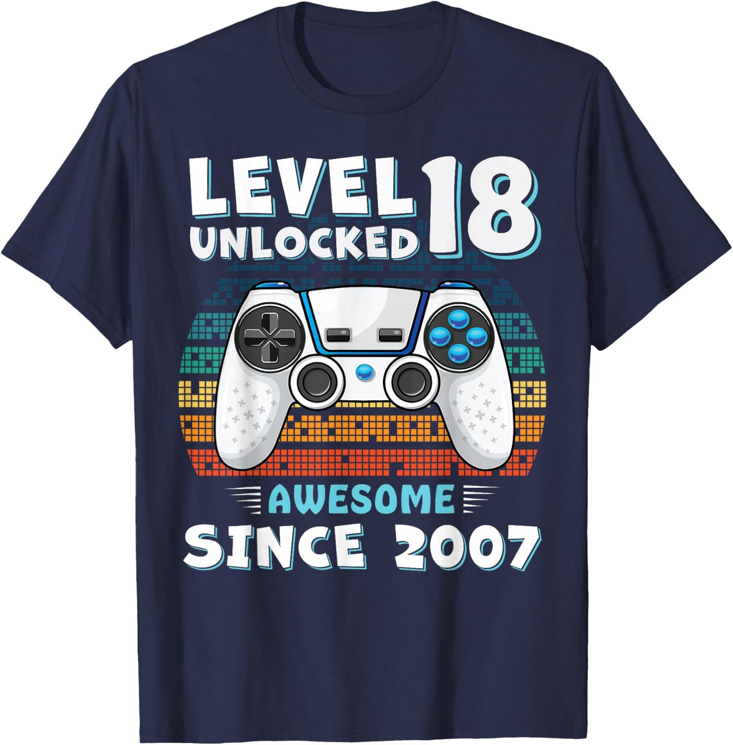 18 Year Old BDay Decorations Men Boy 18yr 2007 18th Birthday T-Shirt - T-Shirt | Navy