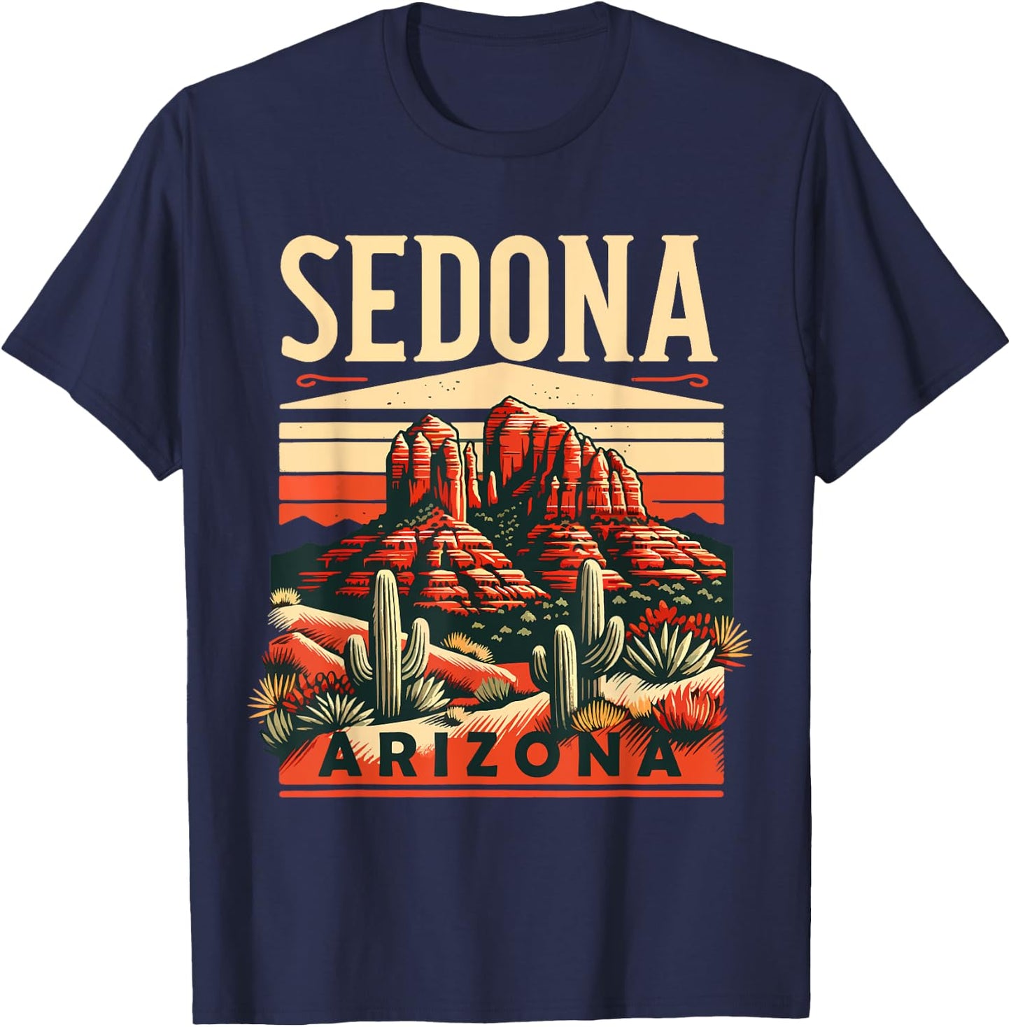 Vintage Sedona Arizona Hiking Outdoor Mountain Sedona AZ T-Shirt - T-Shirt | Navy