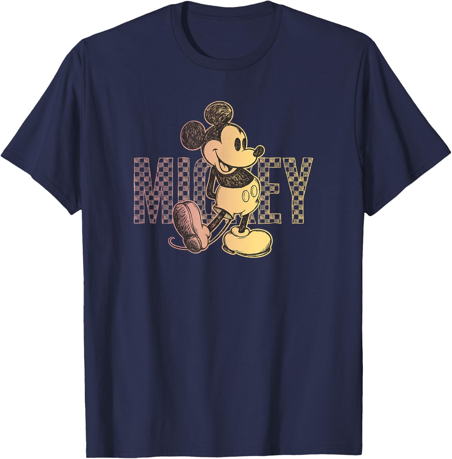 Disney Mickey And Friends Mickey Checker Sketch T-Shirt - T-Shirt | Navy