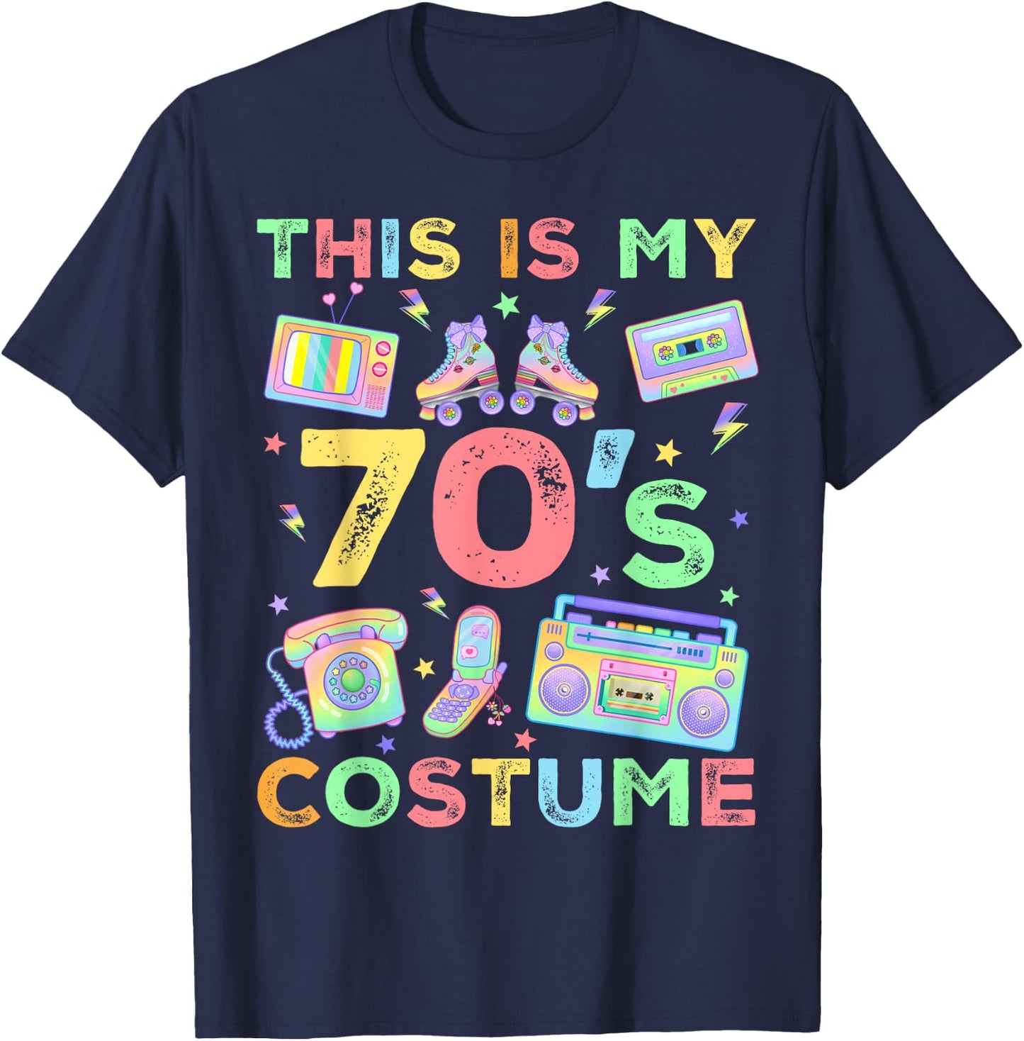 This Is My 70s Costume 70's style Seventies Retro Party T-Shirt - T-Shirt | Navy