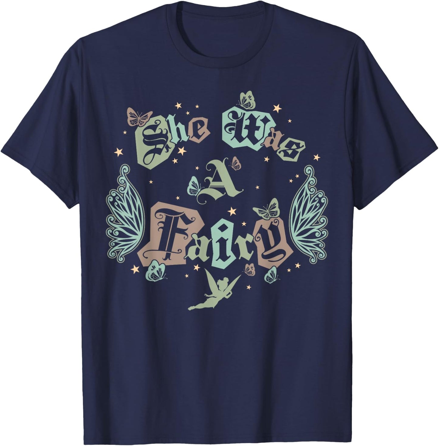 Disney Peter Pan She was A Fairy Tinker Bell Fairy Wings T-Shirt - T-Shirt | Navy
