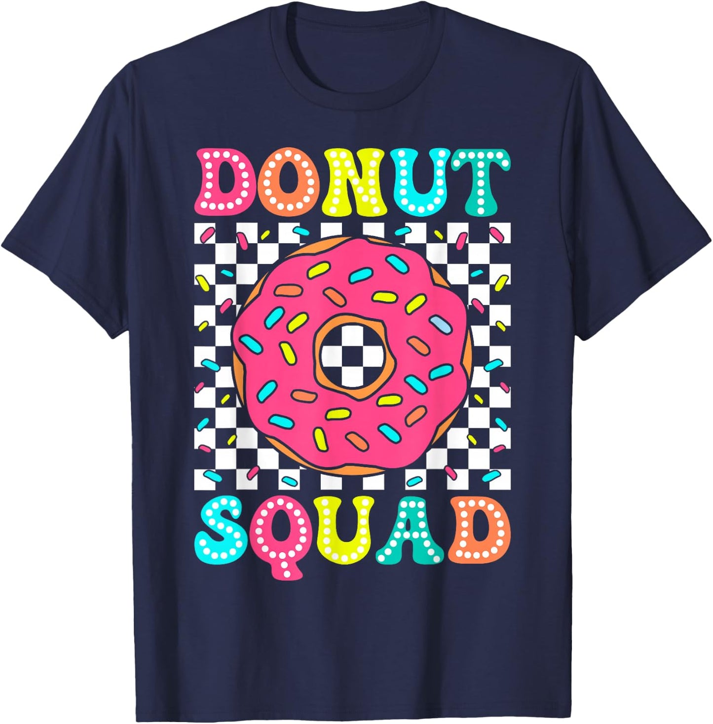 Donut Squad Groovy Donut Lover Birthday Party Girls T-Shirt - T-Shirt | Navy