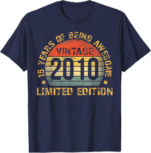 15 Year Old Bday Decorations Son Boy 15yr 2010 15th Birthday T-Shirt - T-Shirt | Navy