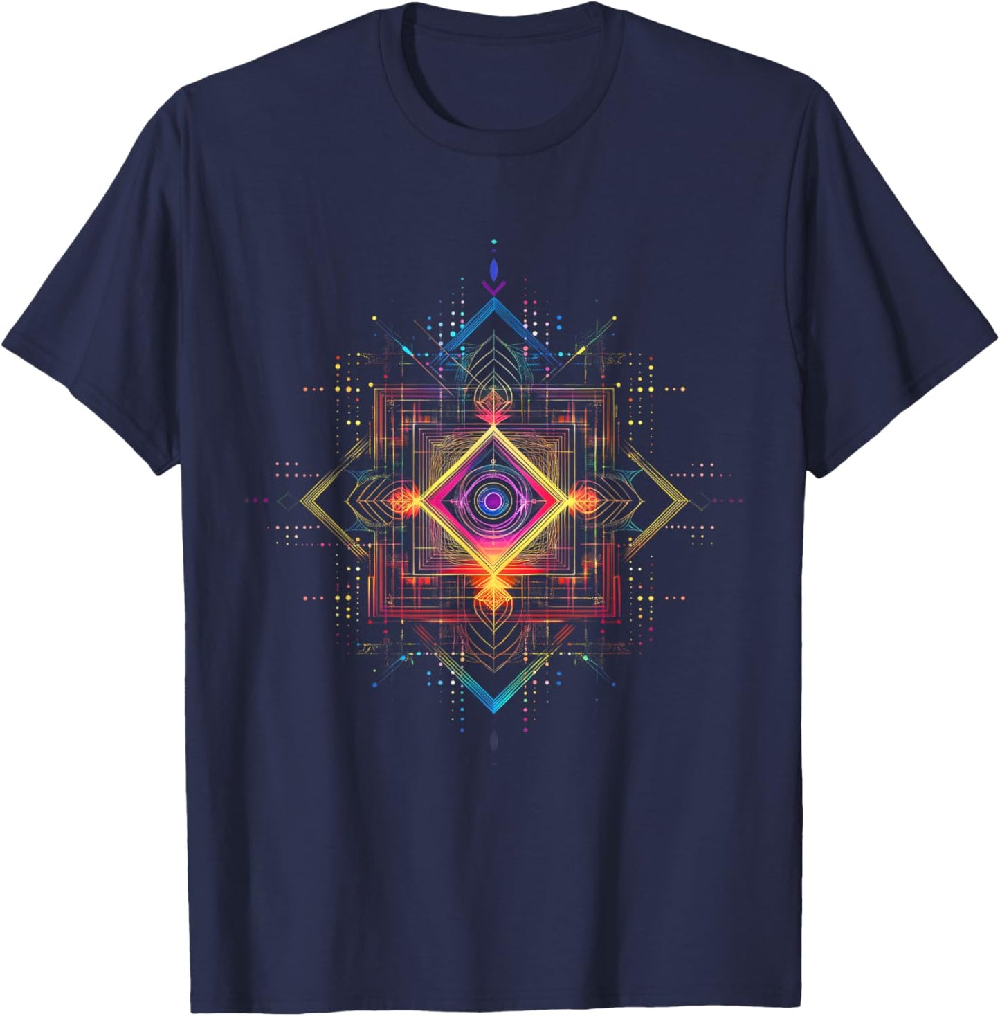 Sacred Geometry Metatron Cube Spiritual Yoga T-Shirt - T-Shirt | Navy