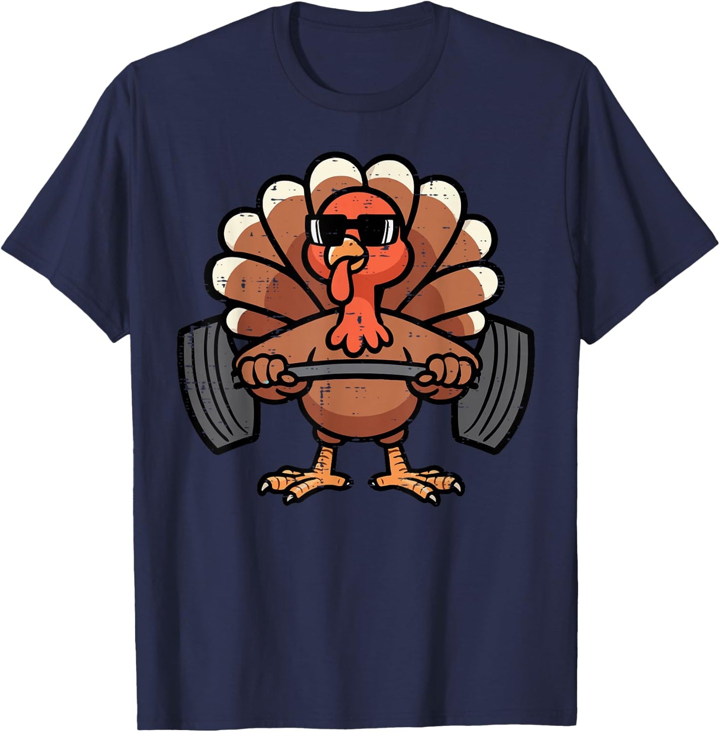 Thanksgiving Workout Turkey Barbell Lift Gym Men Women Kids T-Shirt - T-Shirt | Navy