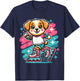 Rollerblading Dog – Cute Puppy on Inline Skates Women Girls Kids T-Shirt - T-Shirt | Navy