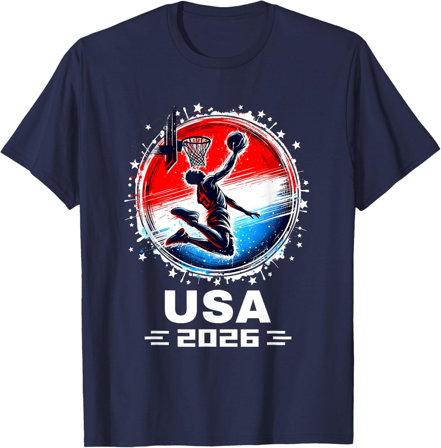 Basketball USA Go USA Team USA Flag 2026 Basketball T-Shirt - T-Shirt | Navy