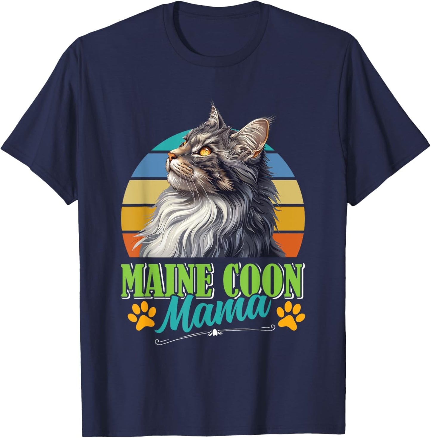 MAINE COON MAMA Maine Coon Mummy Cat Mummy Vintage Women T-Shirt - T-Shirt | Navy