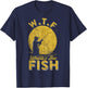 Vintage W.T.F Wheres The Fish, Fisherman, Fishing Lover T-Shirt - T-Shirt | Navy