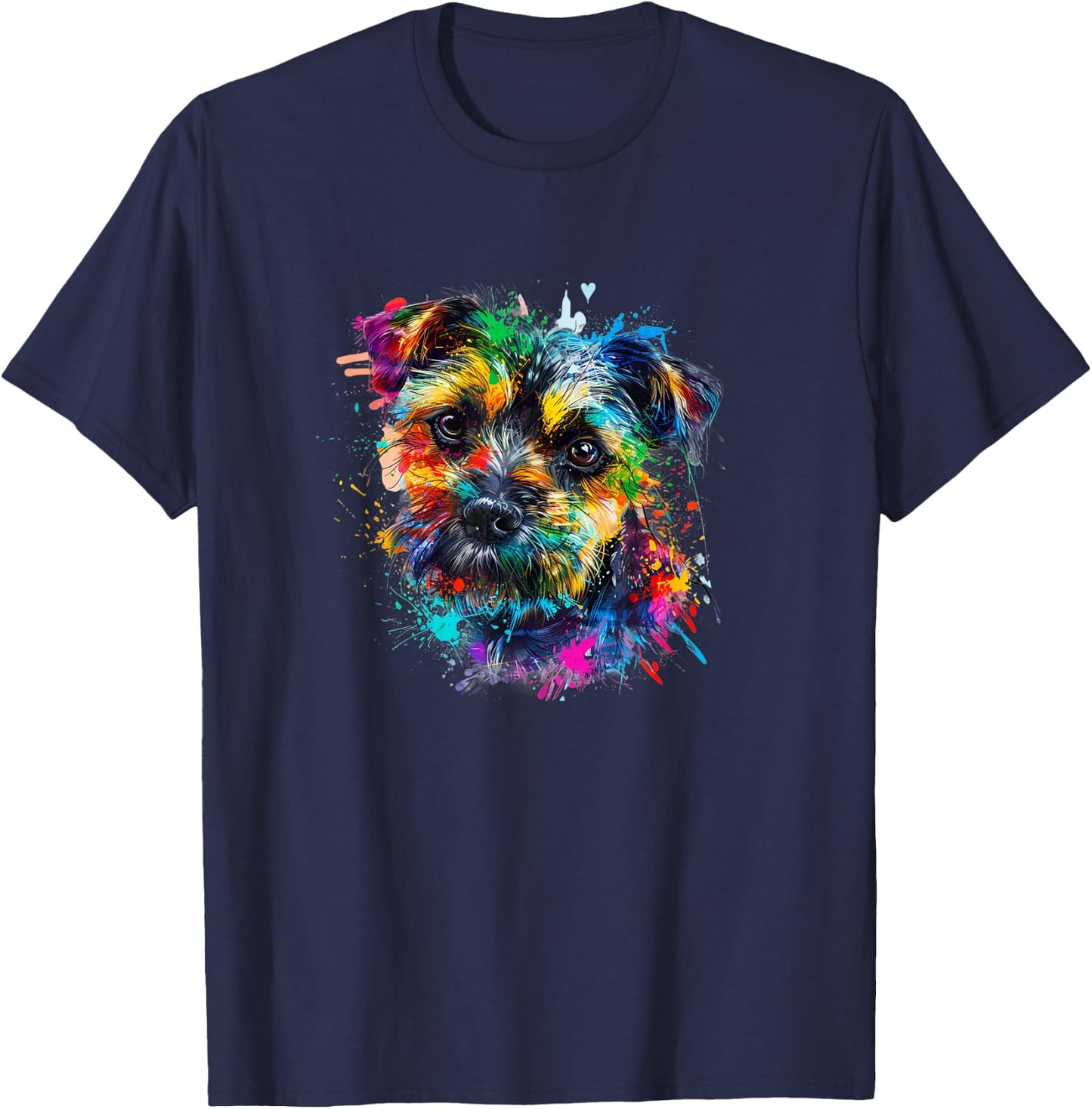 Cute Funny Pop Art Colorful Border Terrier Lover T-Shirt - T-Shirt | Navy