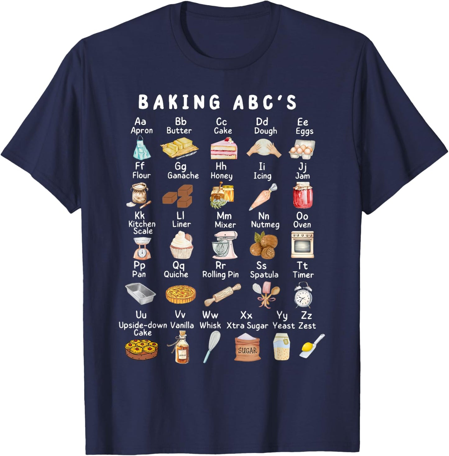 Baking Alphabet ABCs Funny Baker Chef Baking Lover T-Shirt - T-Shirt | Navy