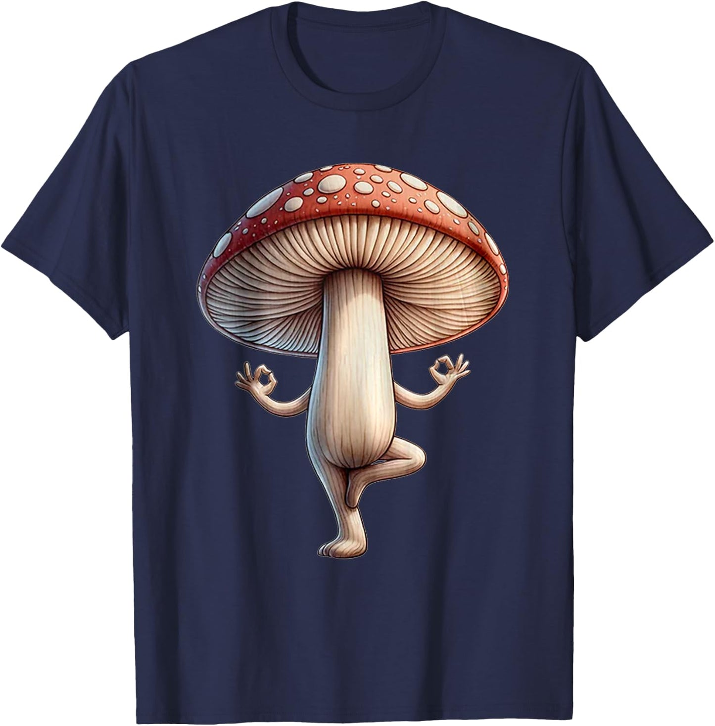 Funny Yoga Mushroom T-Shirt - T-Shirt | Navy