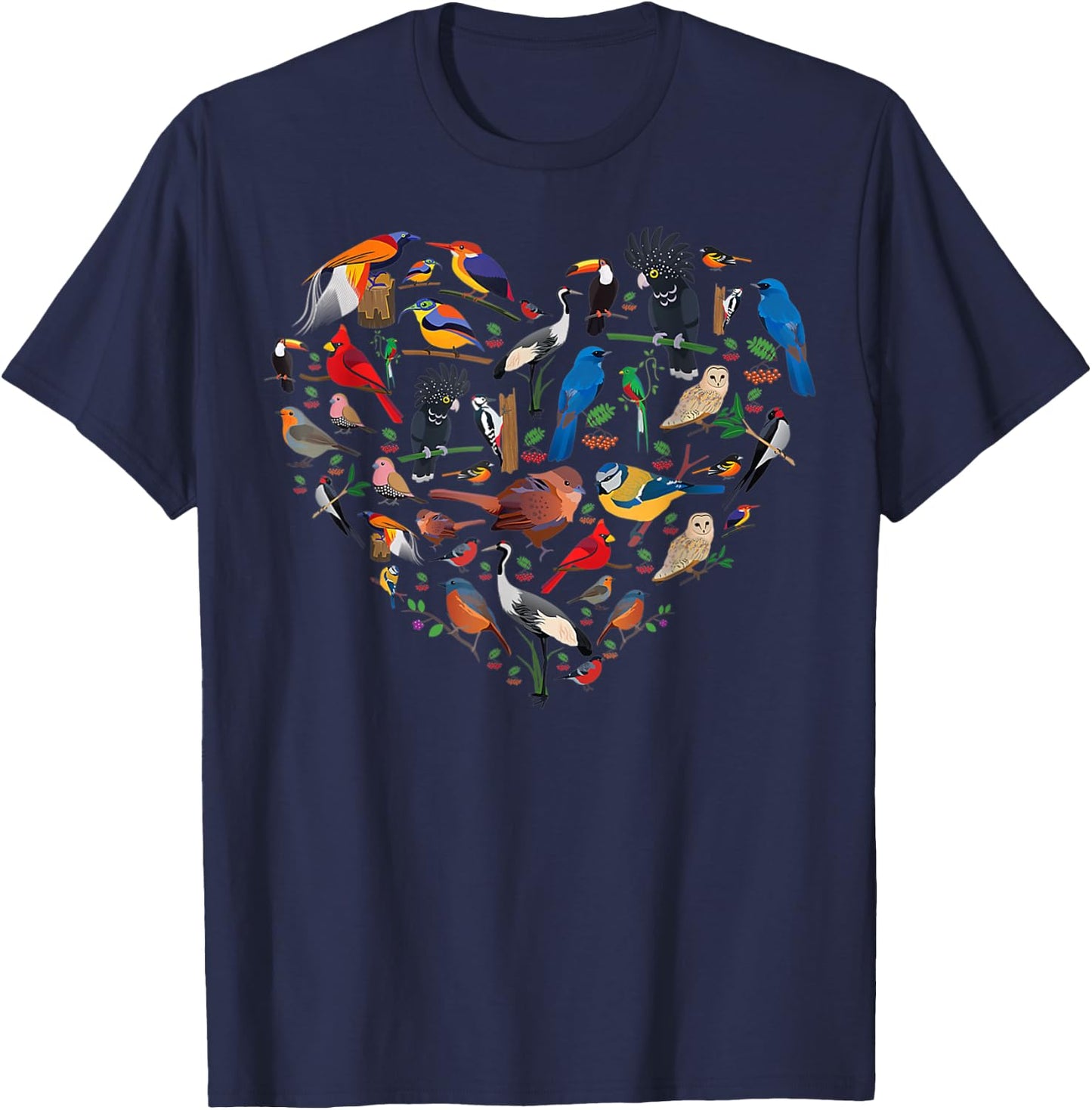 Birds lover heart Bird Watching men women kid T-Shirt - T-Shirt | Navy
