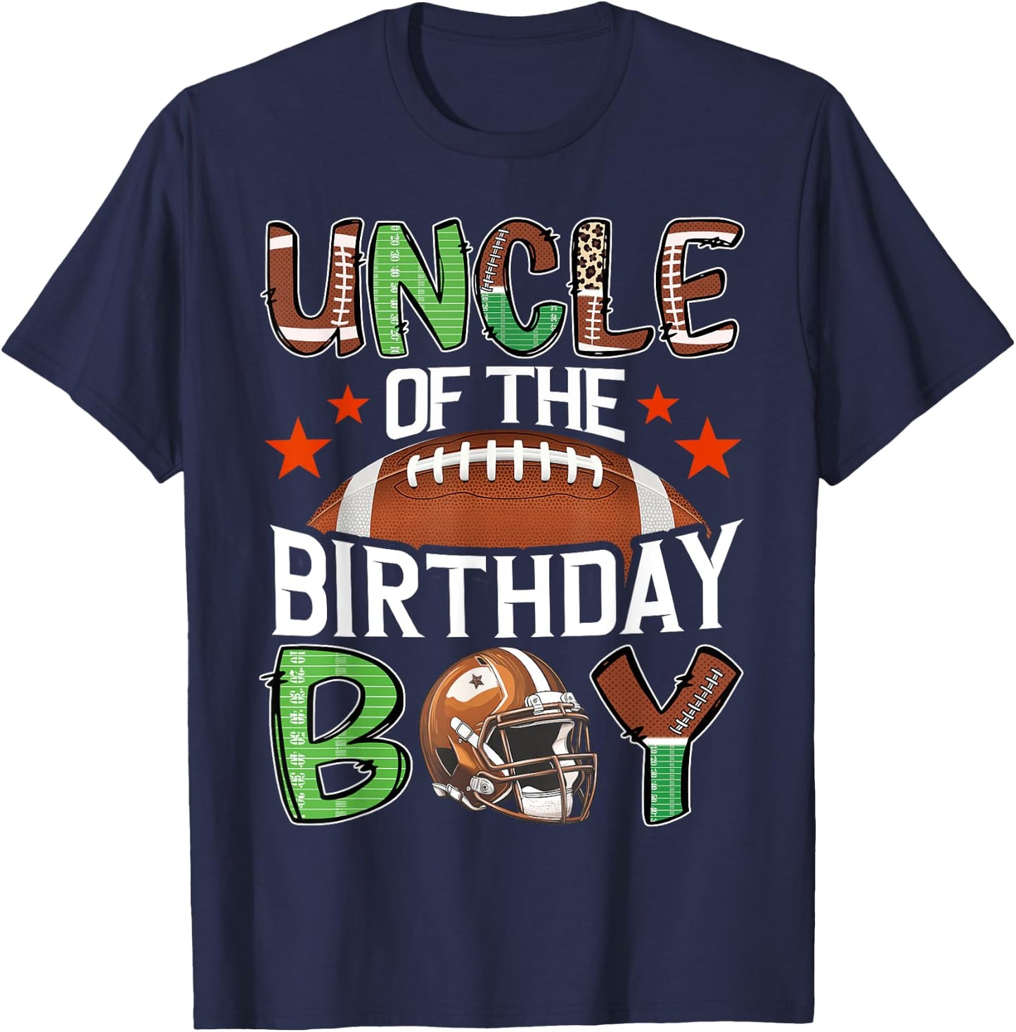 Uncle Of The Birthday Boy Game Day Football T-Shirt - T-Shirt | Navy