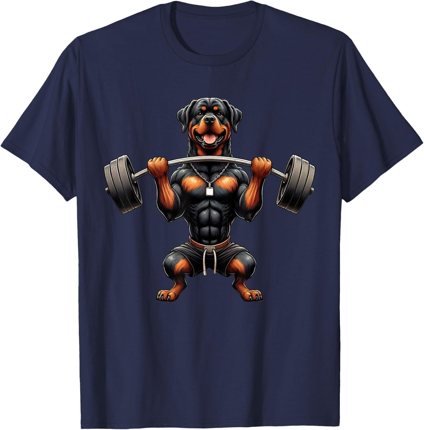 Rottweiler Dog Weightlifting Fitness Gym Training T-Shirt - T-Shirt | Navy
