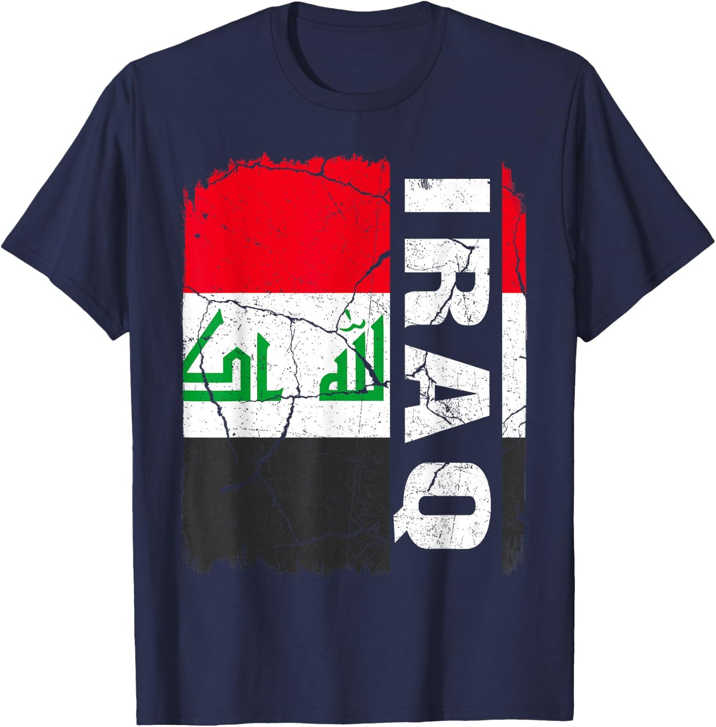 Vintage Iraqis Flag Iraq Pride Roots Heritage Gift T-Shirt - T-Shirt | Navy