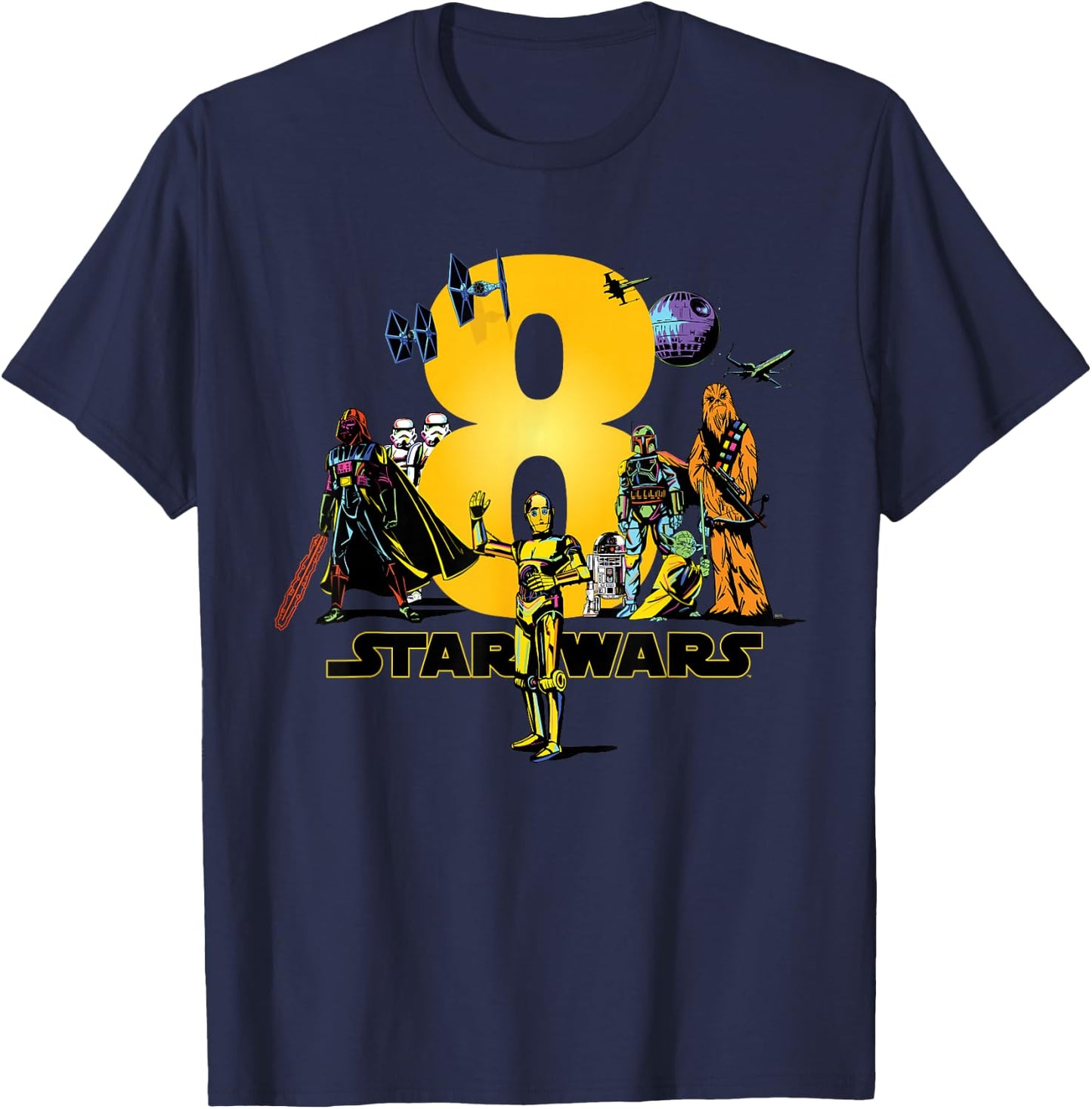 Star Wars Classic Characters Eighth Birthday 8 Years Old T-Shirt - T-Shirt | Navy