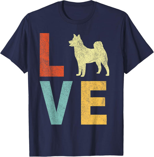 Love Huskies Husky Mom Husky Dad Retro Vintage Husky Dog T-Shirt - T-Shirt | Navy