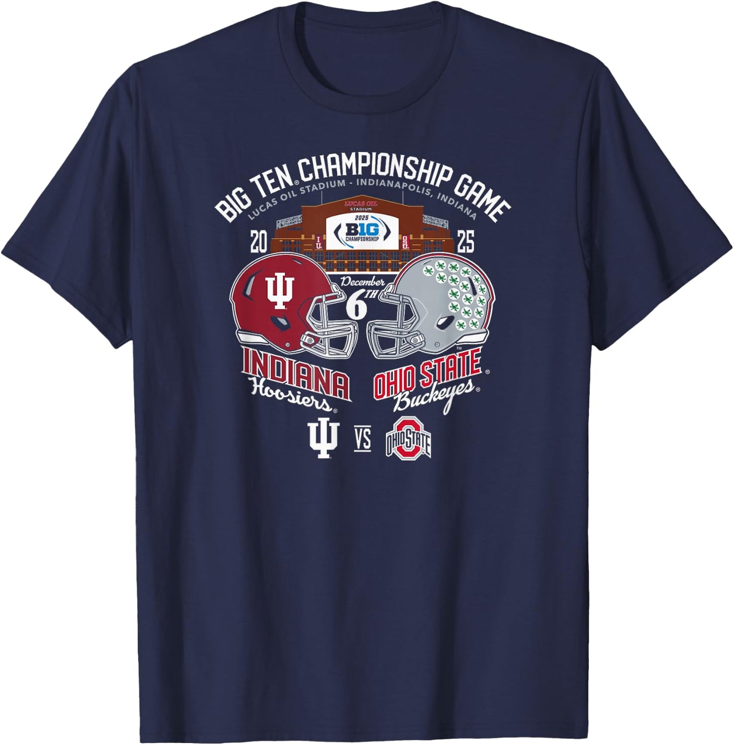 Indiana vs Ohio State Big Ten Championship 2025 Football T-Shirt - T-Shirt | Navy