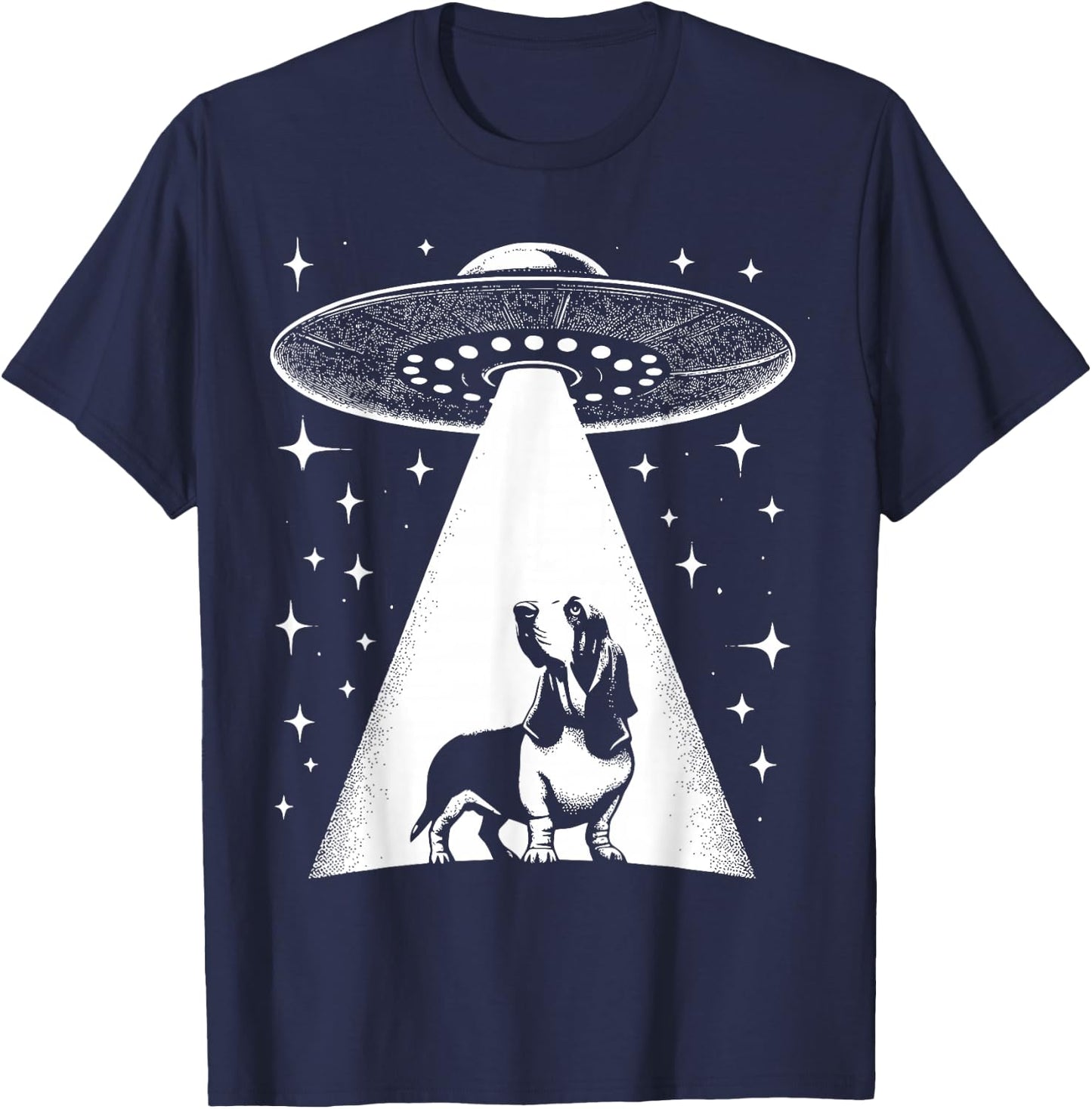 Basset Hound Mom Dad Dog - Funny Alien UFO T-Shirt - T-Shirt | Navy