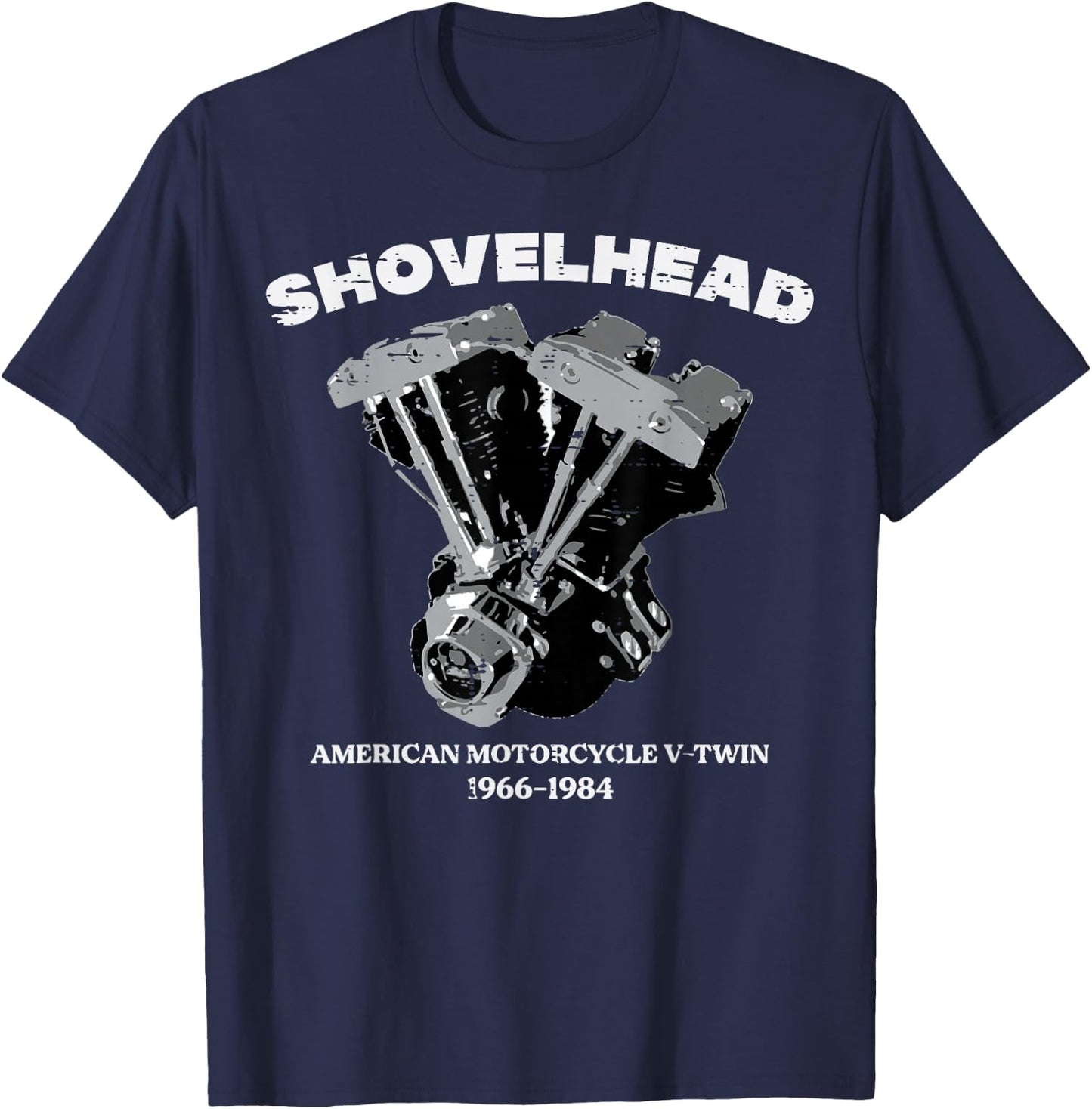 Biker Shovelhead Motorcycle Engine Vintage Men Women Kids T-Shirt - T-Shirt | Navy