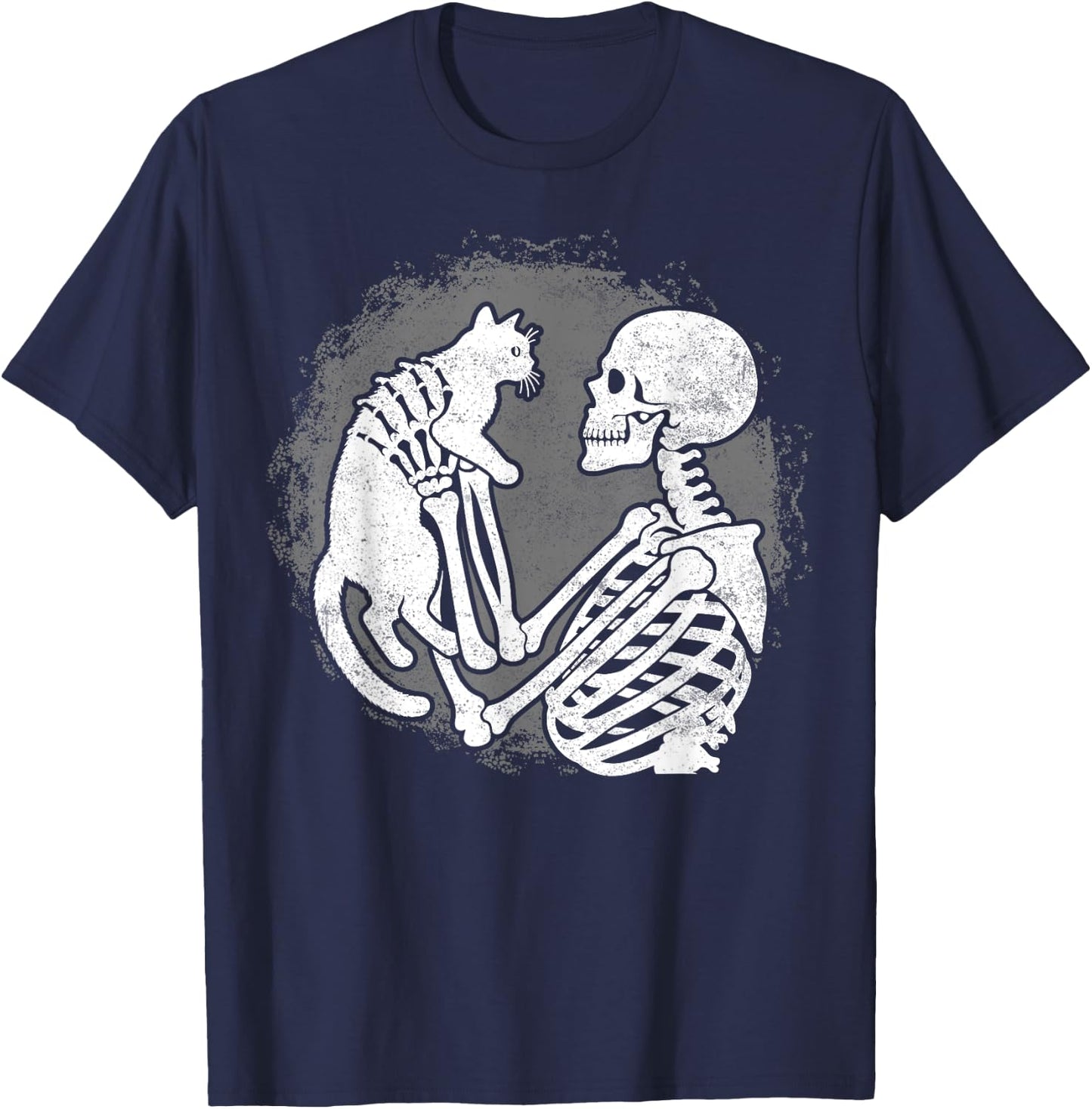Skeleton Cat Skull Kitty Cute Halloween Men Women Kids T-Shirt - T-Shirt | Navy