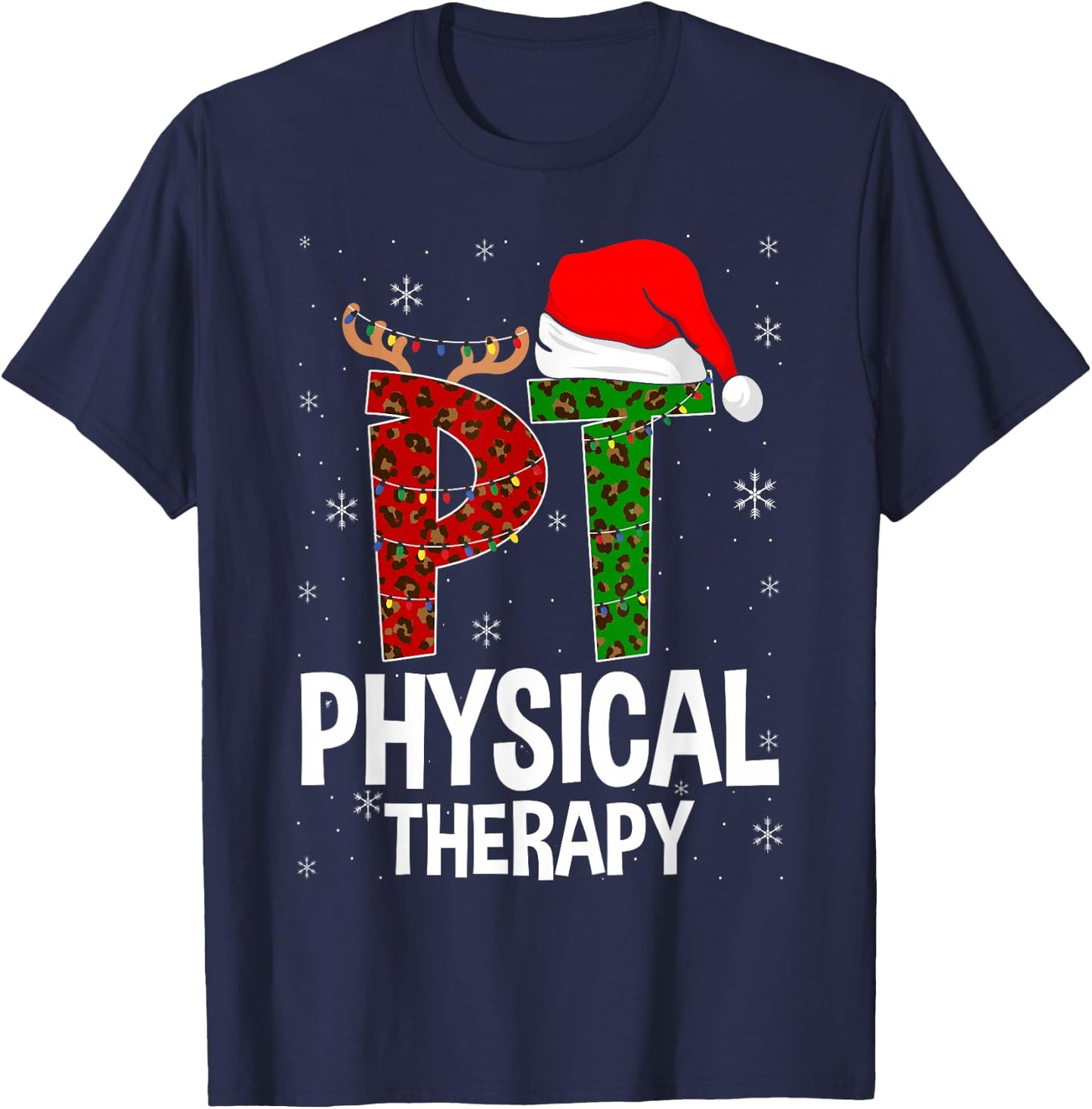 Physical Therapy Christmas Santa Hat Pt Therapist Xmas T-Shirt - T-Shirt | Navy
