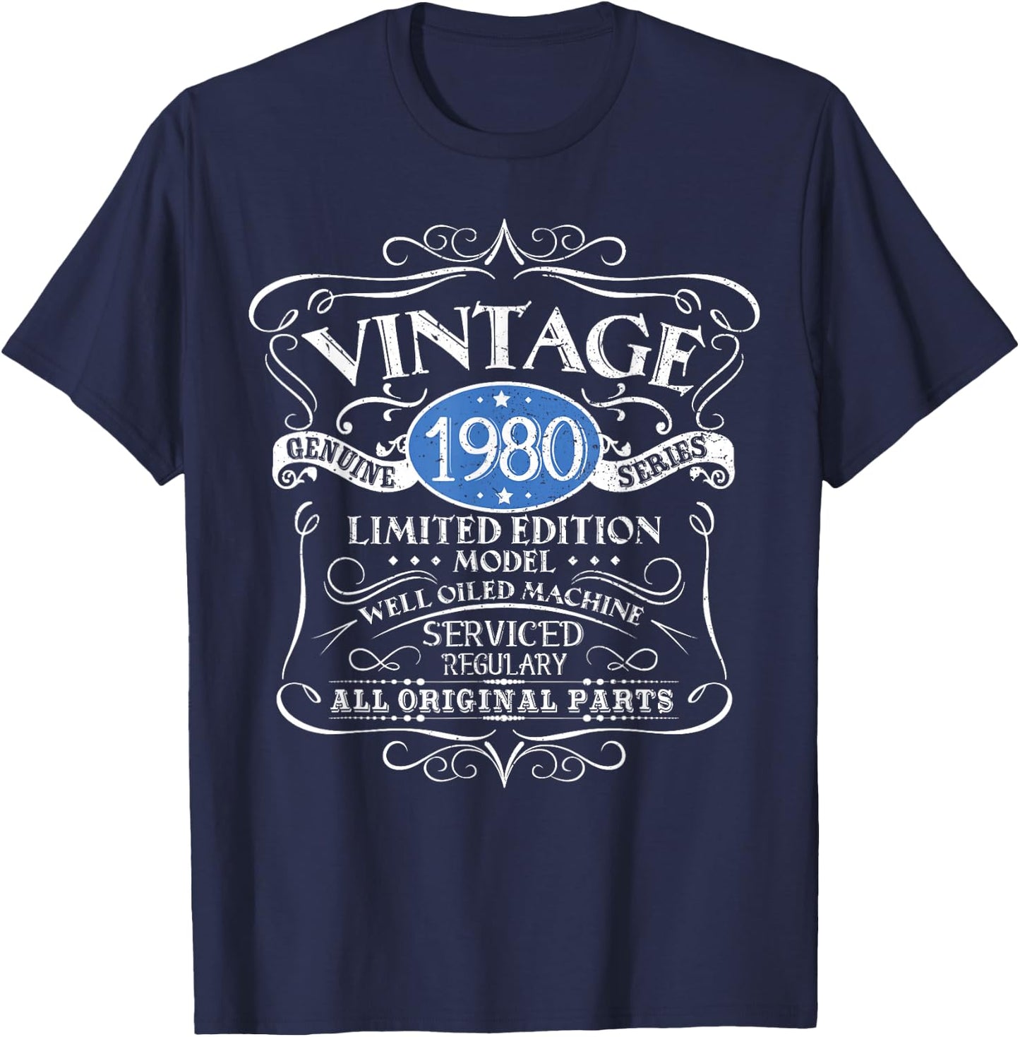 Vintage 1980 45th Birthday All Original Parts Design T-Shirt - T-Shirt | Navy