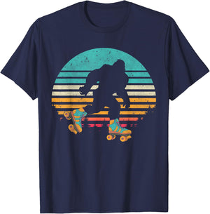 Vintage Retro Bigfoot Roller Skating Sunset 80s 90s Skater T-Shirt - T-Shirt | Navy
