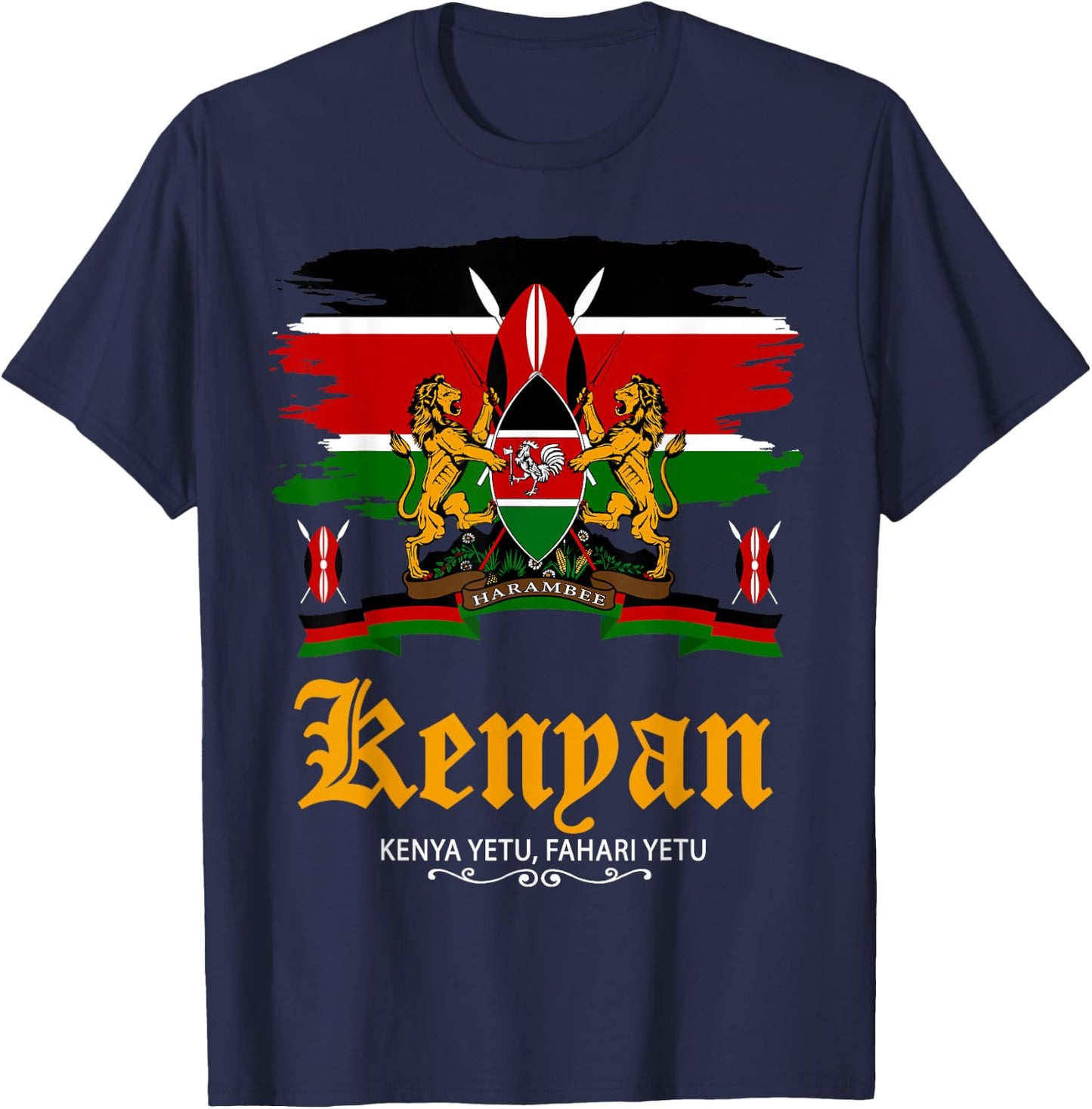 Kenyan Flag Outfit Idea For Kids & Kenya Flag Themed T-Shirt - T-Shirt | Navy