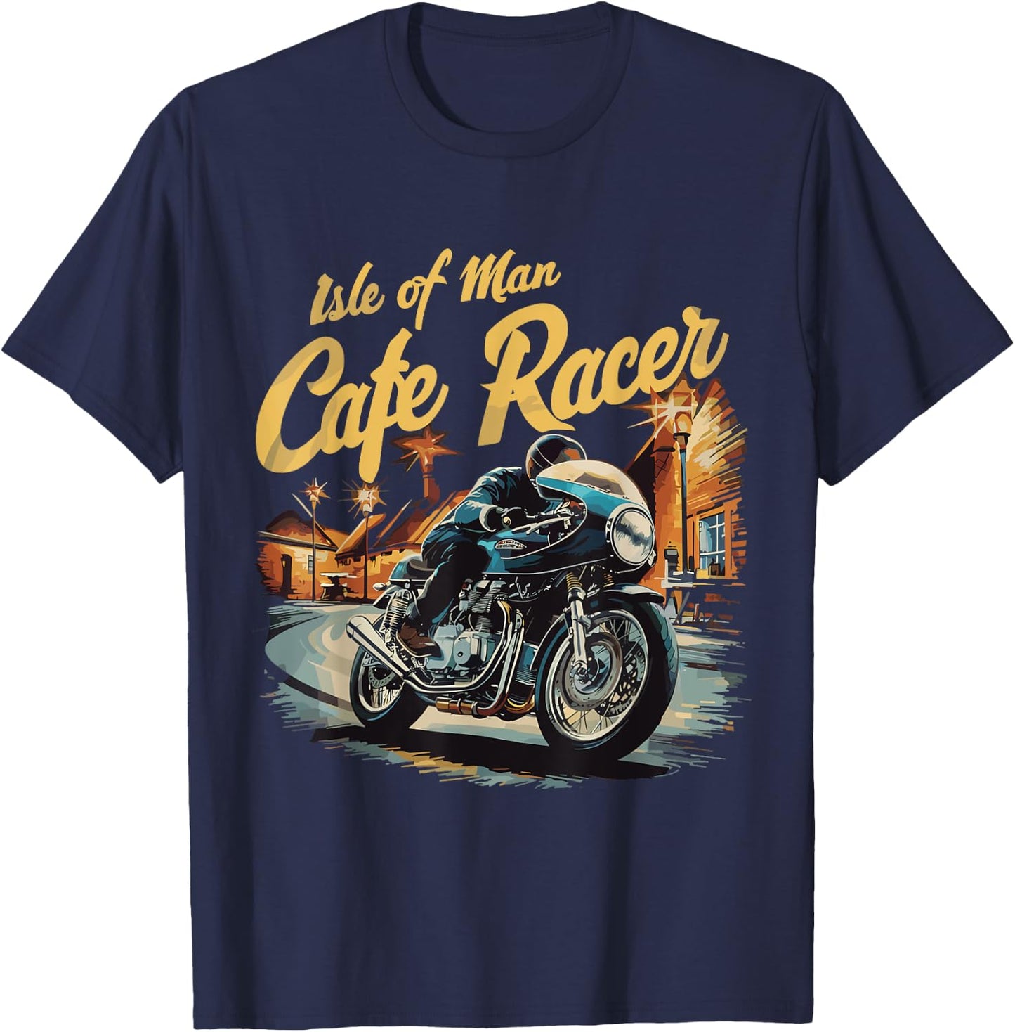 Isle of Man Motorcycle Cafe Racer Retro Vintage TT Races T-Shirt - T-Shirt | Navy