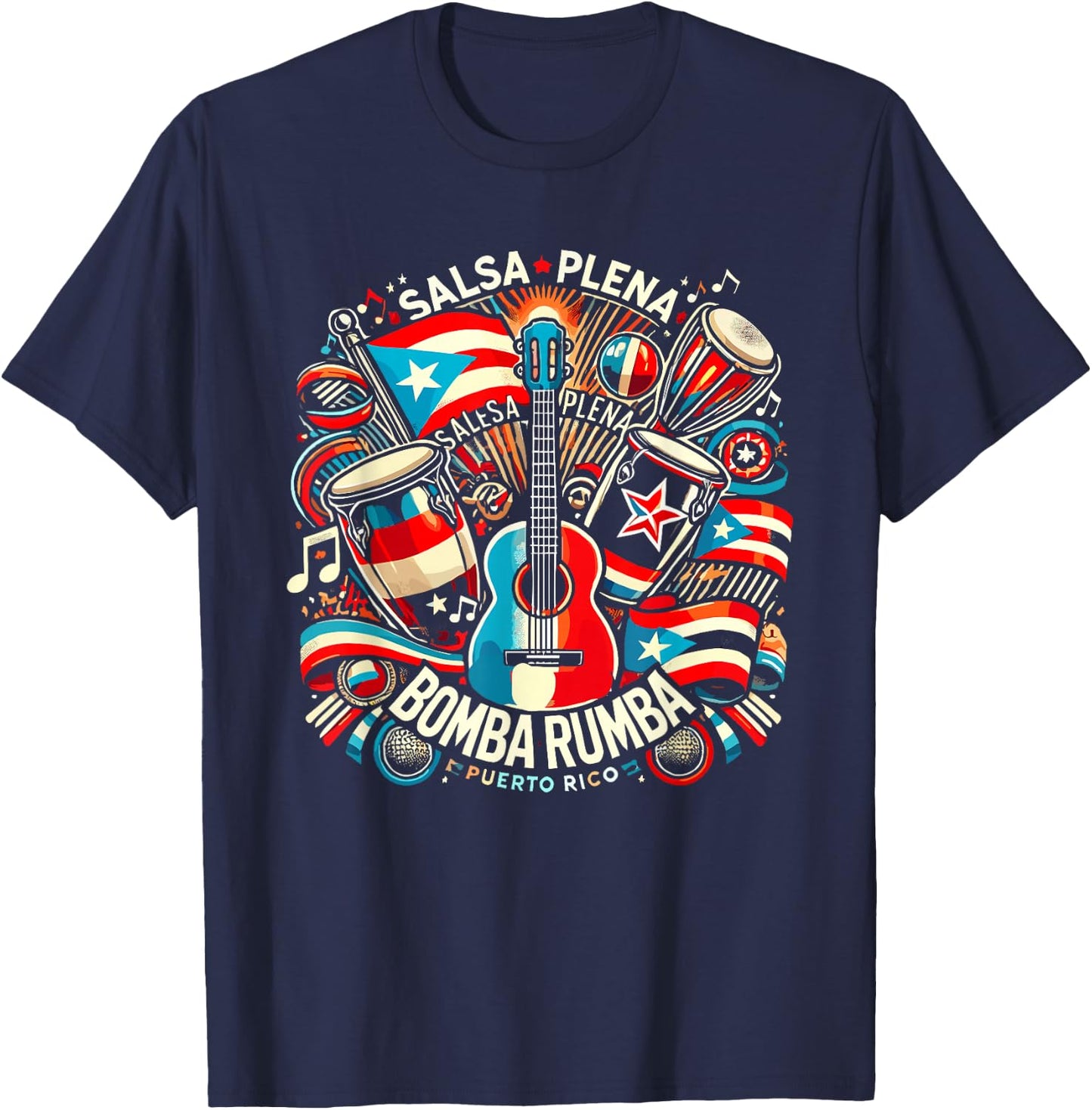 Salsa Plena Bomba Rumba Puerto Rica Dance T-Shirt - T-Shirt | Navy