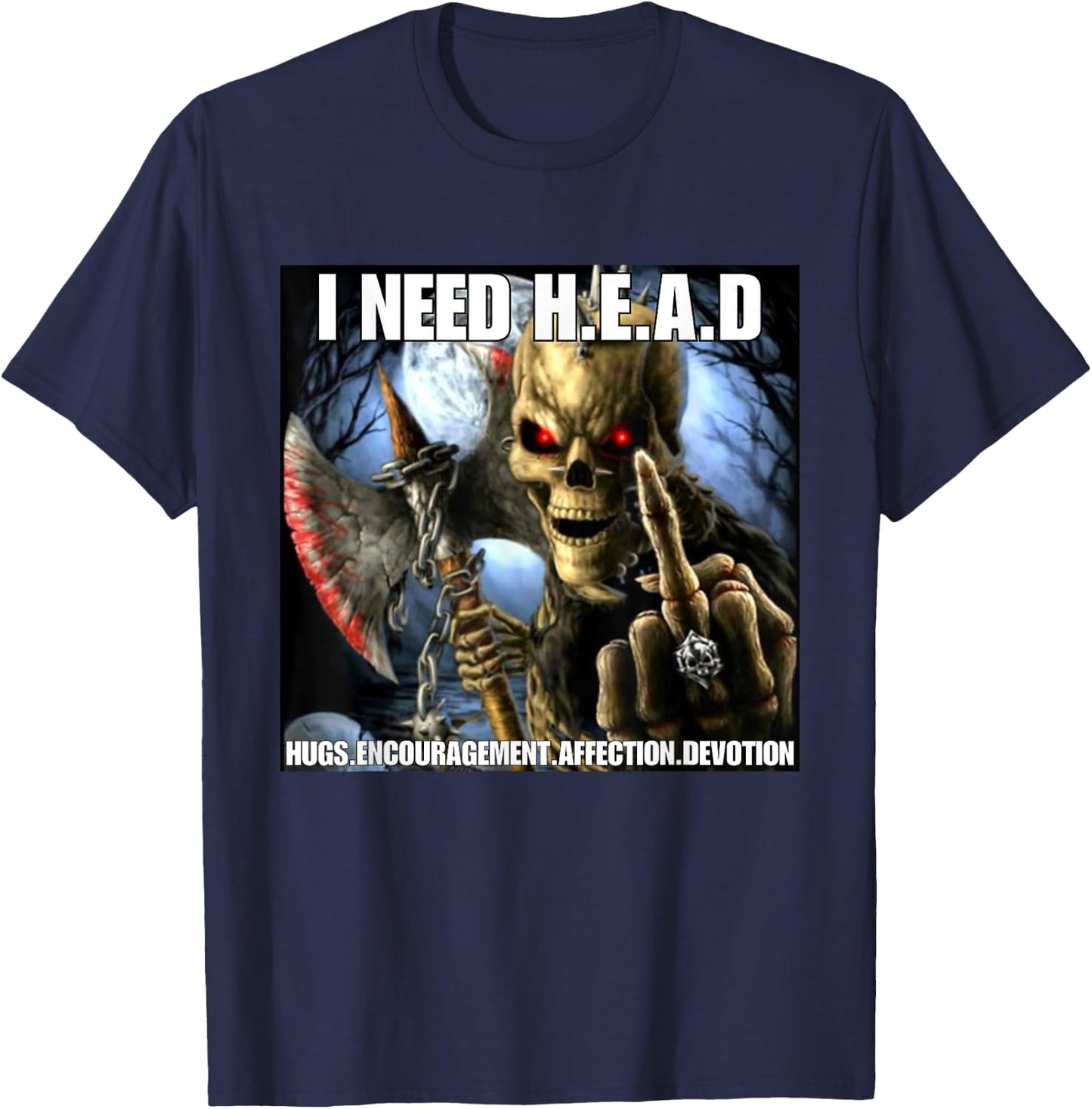I Need Hugs Funny Cringe Hard Skeleton Meme T-Shirt - T-Shirt | Navy