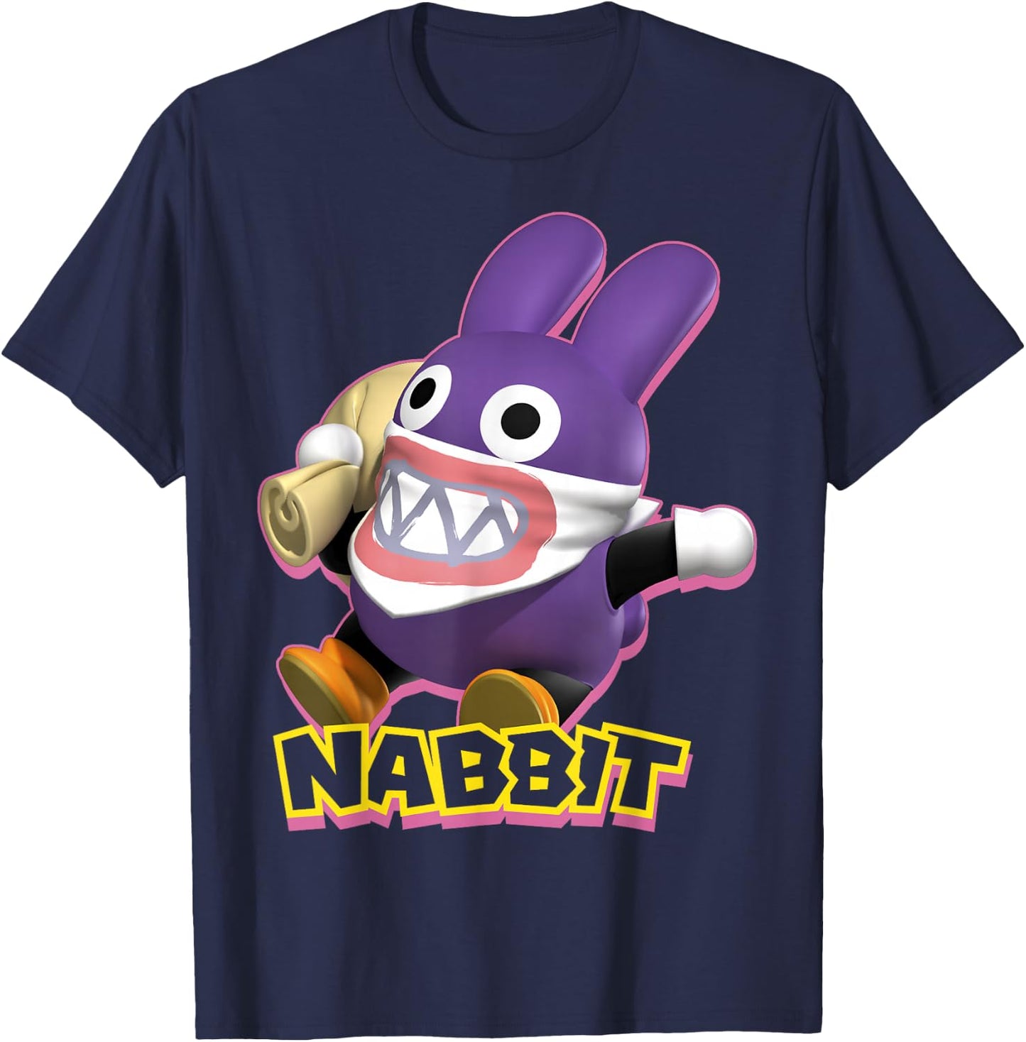 Super Mario Nabbit Action Pose Portrait Logo T-Shirt - T-Shirt | Navy