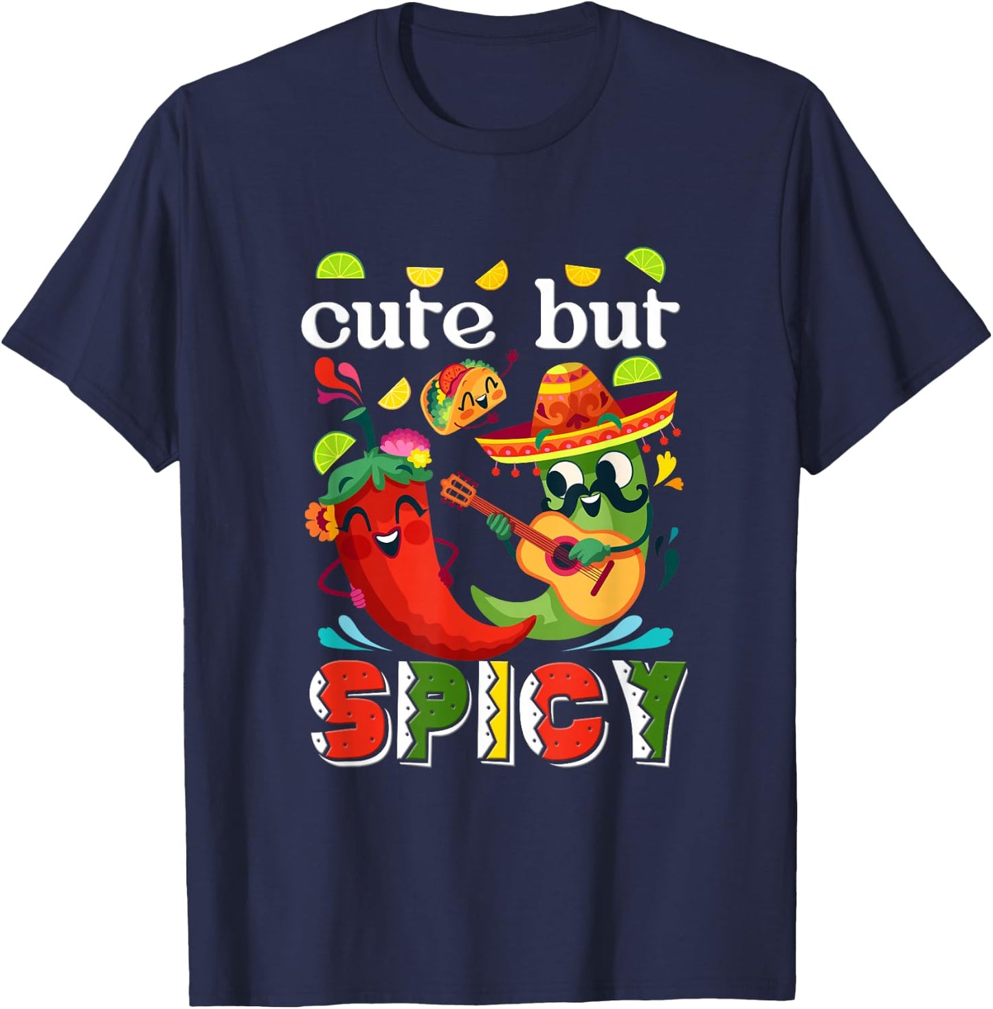 Kids Cinco De Mayo Mexican Cute But Spicy Chili Sombrero T-Shirt - T-Shirt | Navy