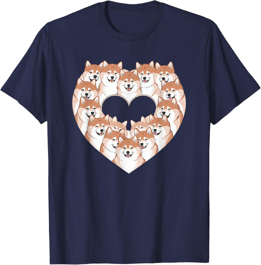Heart Akita Inu Akitas T-Shirt - T-Shirt | Navy