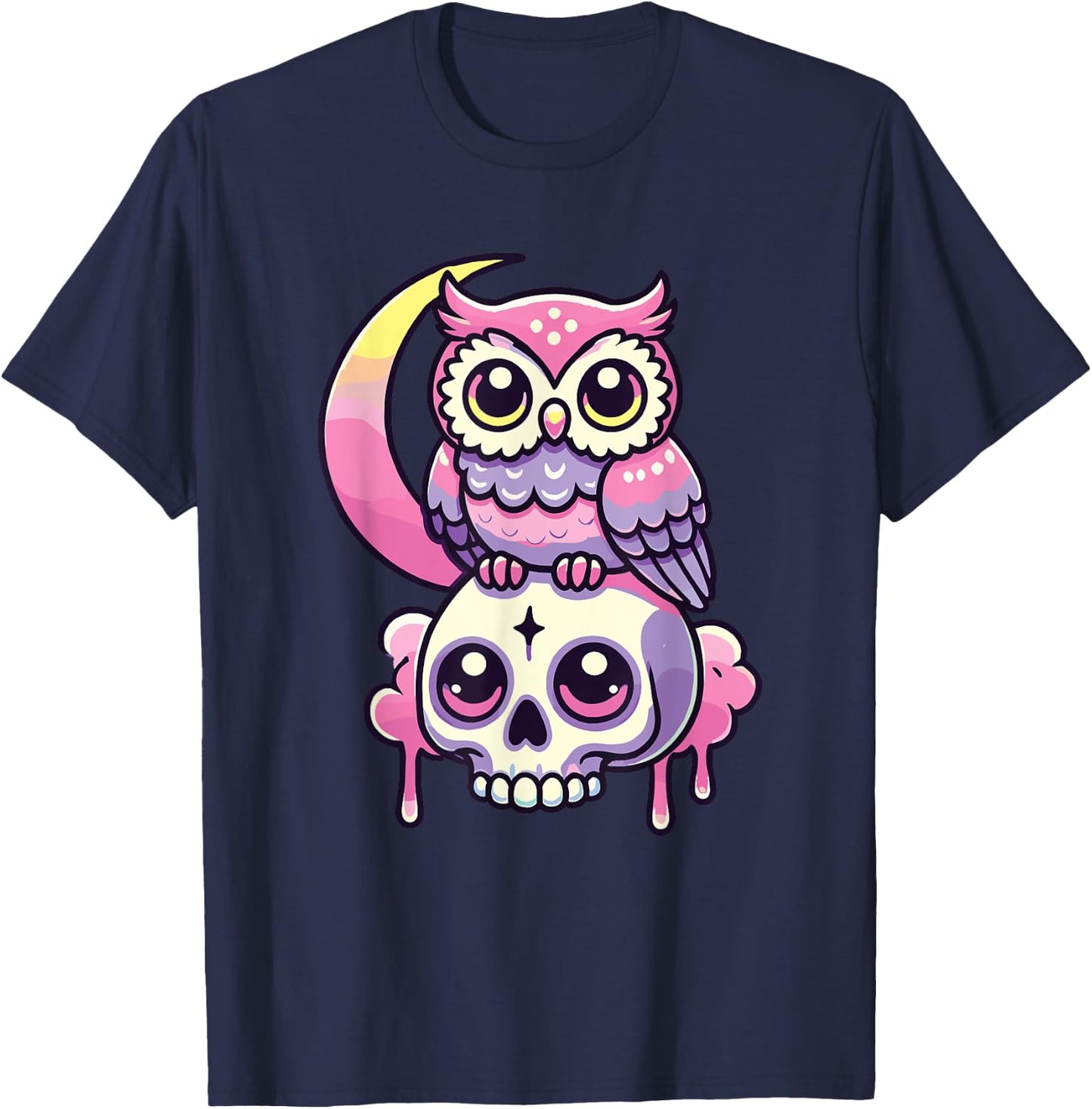 Kawaii Gothic Owl Pastel Colors Gothic Goth Owl T-Shirt - T-Shirt | Navy