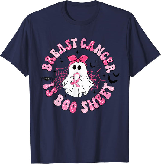 Breast Cancer Is Boo Sheet Boo Ghost Happy Halloween T-Shirt - T-Shirt | Navy