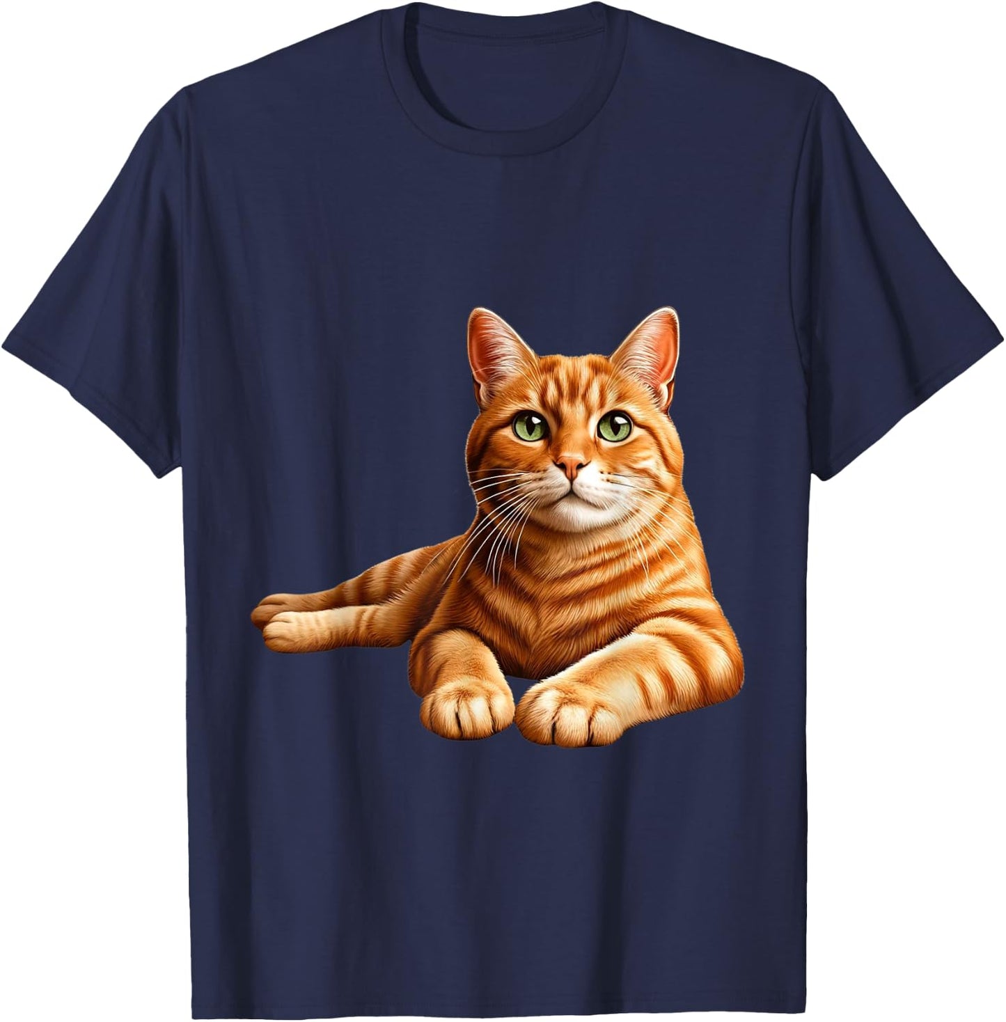 Realistic Orange Tabby Cat Cute Pet Portrait Women Kids T-Shirt - T-Shirt | Navy