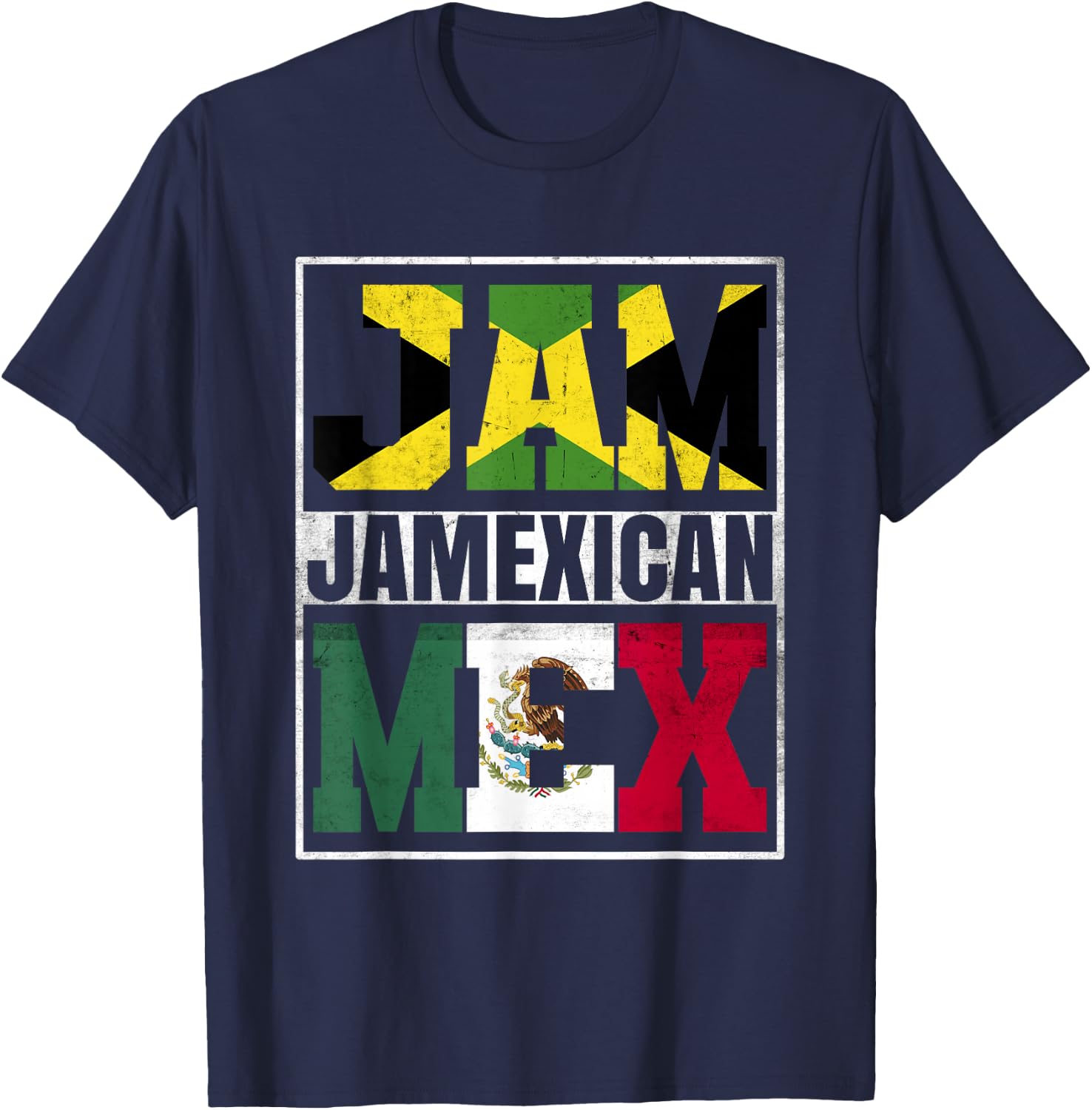 Jamexican Roots Jamaica and Mexico Mix Jamaican Mexican T-Shirt - T-Shirt | Navy