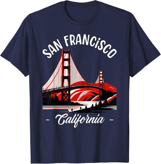 Golden Gate Bridge San Francisco California USA Golden Gate T-Shirt - T-Shirt | Navy