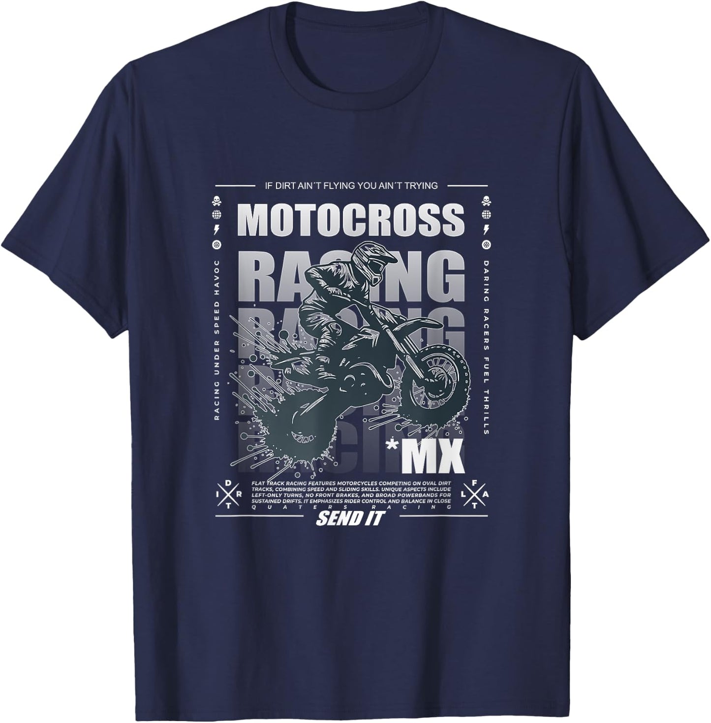 Dirt Bike Motocross MX Supercross Graphic T-Shirt - T-Shirt | Navy