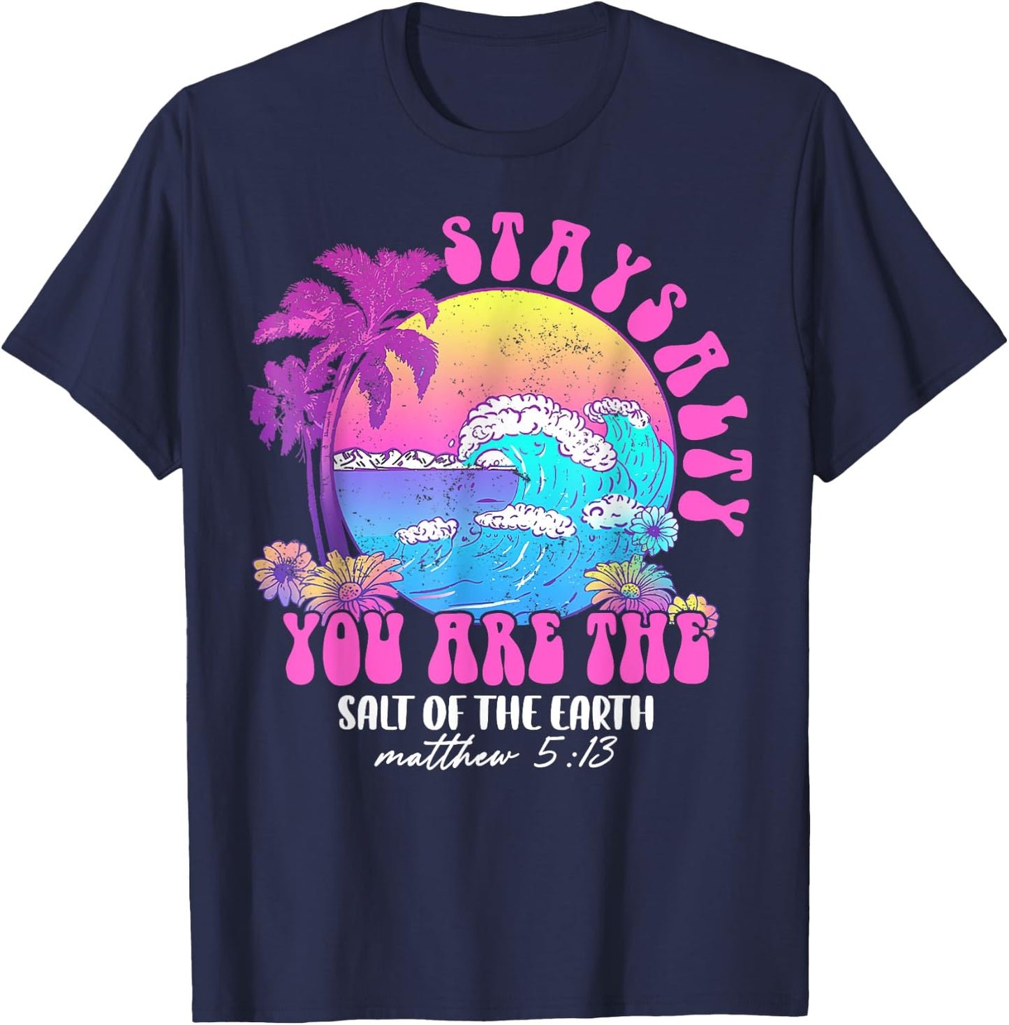 Summer Beach Be Salty Stay Lit Matthew 5:13-14 Women T-Shirt - T-Shirt | Navy