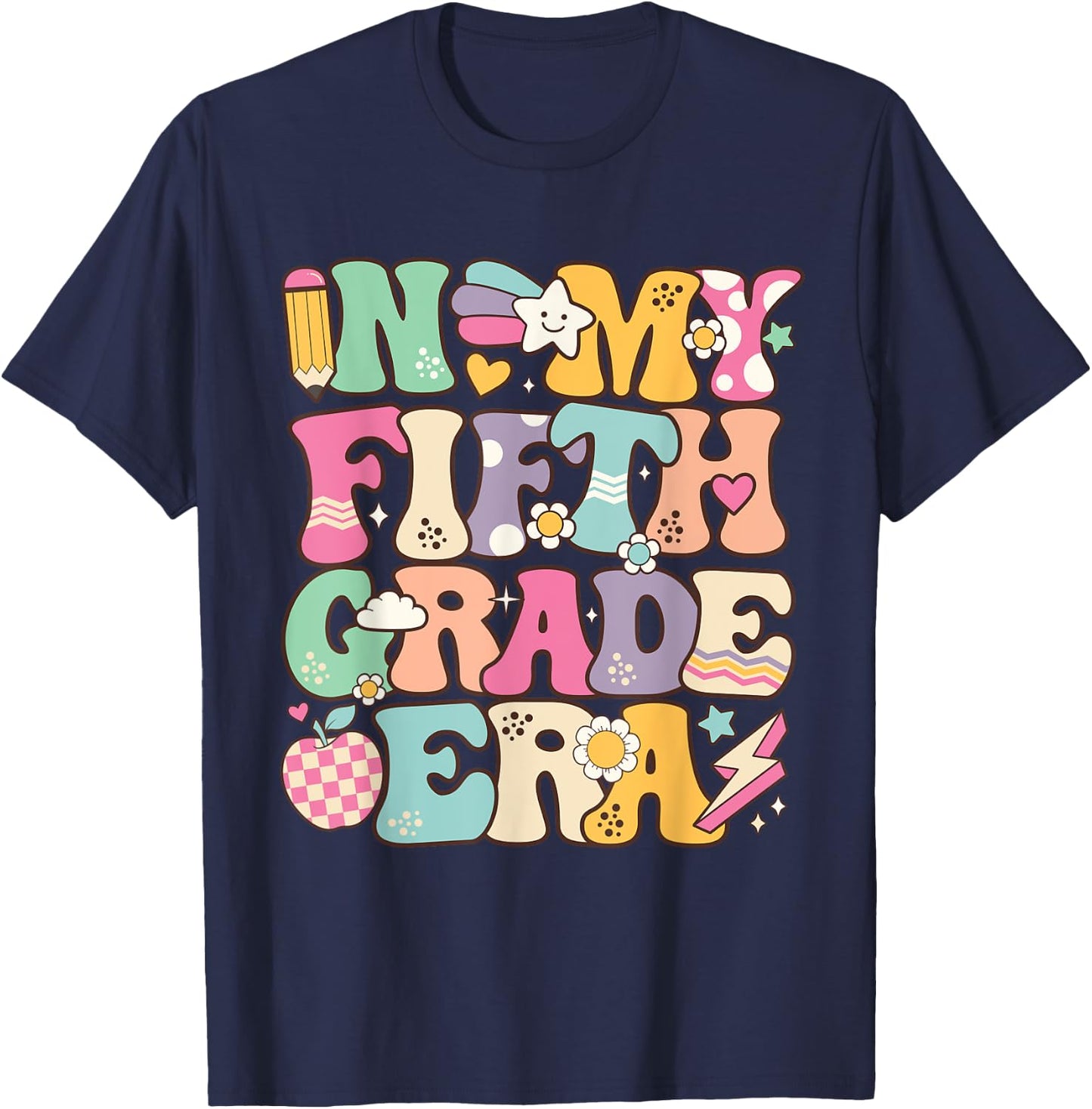 In My Fifth Grade Era Girl Back To School 5th Grade Teacher T-Shirt - T-Shirt | Navy