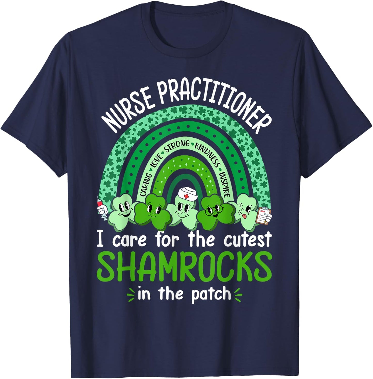 Nurse Practitioner Cutest Shamrocks Nurse St Patricks Day T-Shirt - T-Shirt | Navy