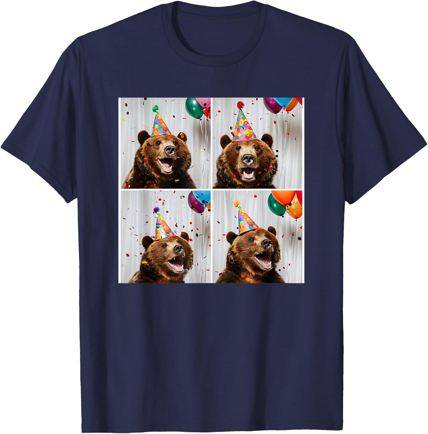 Grizzly Bear Lover Zoo Animal Theme Colorful Birthday Bear T-Shirt - T-Shirt | Navy