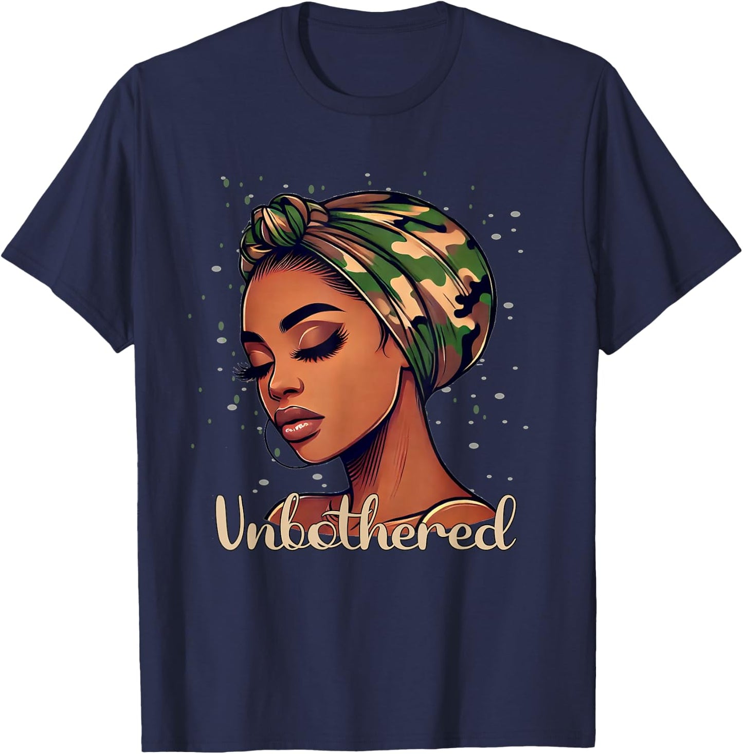 Unbothered Camo Scarf Black Woman Camouflage T-Shirt - T-Shirt | Navy