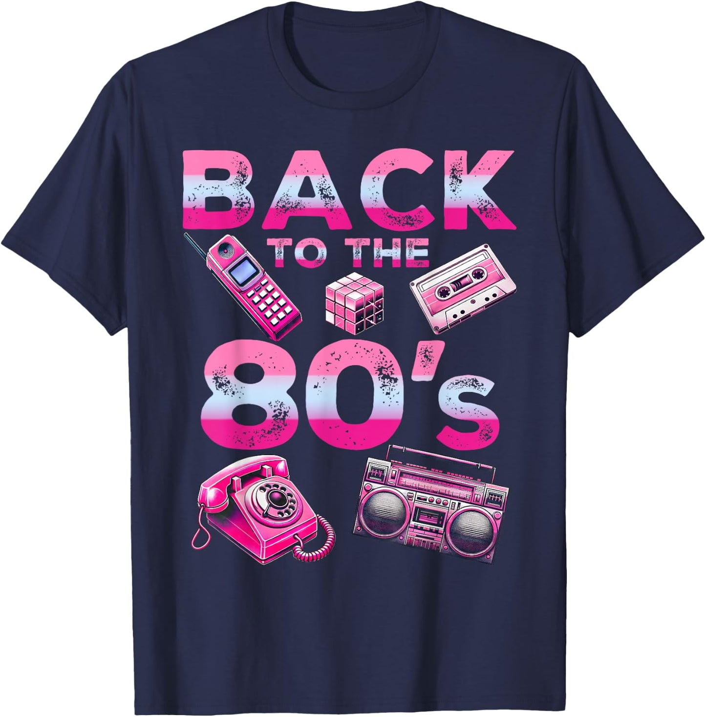 Back To 80's 1980s Vintage Style Eighties Retro Party T-Shirt - T-Shirt | Navy